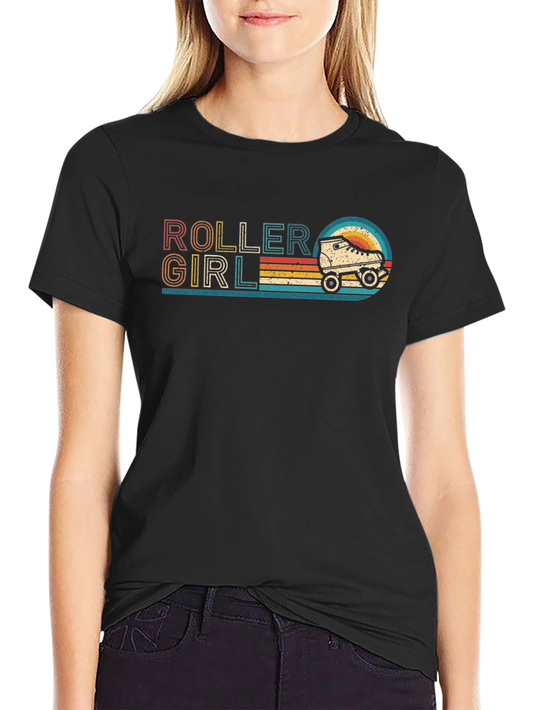 Retro Roller Girl Graphic T-Shirt