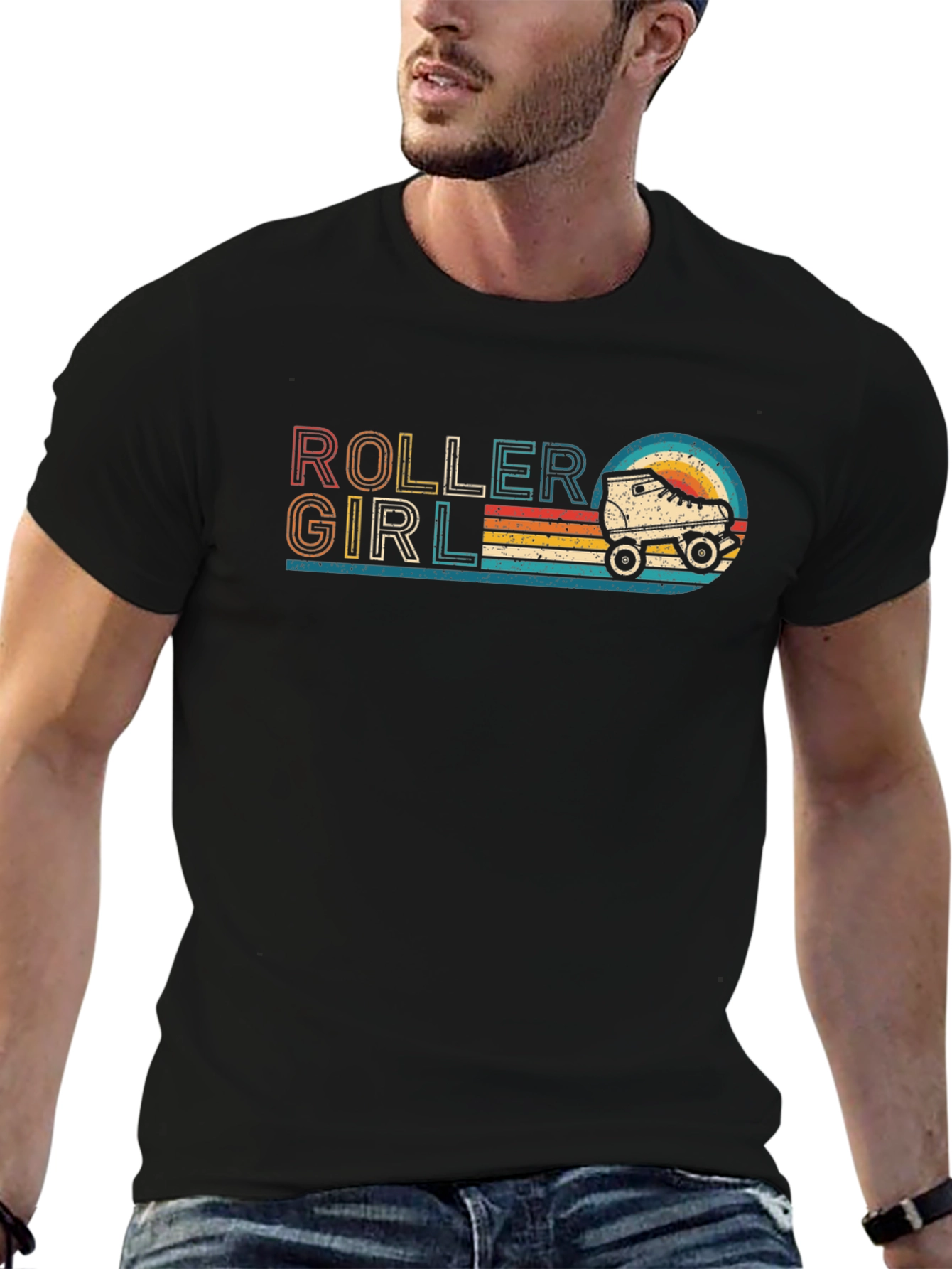 Retro Roller Girl Graphic T-Shirt