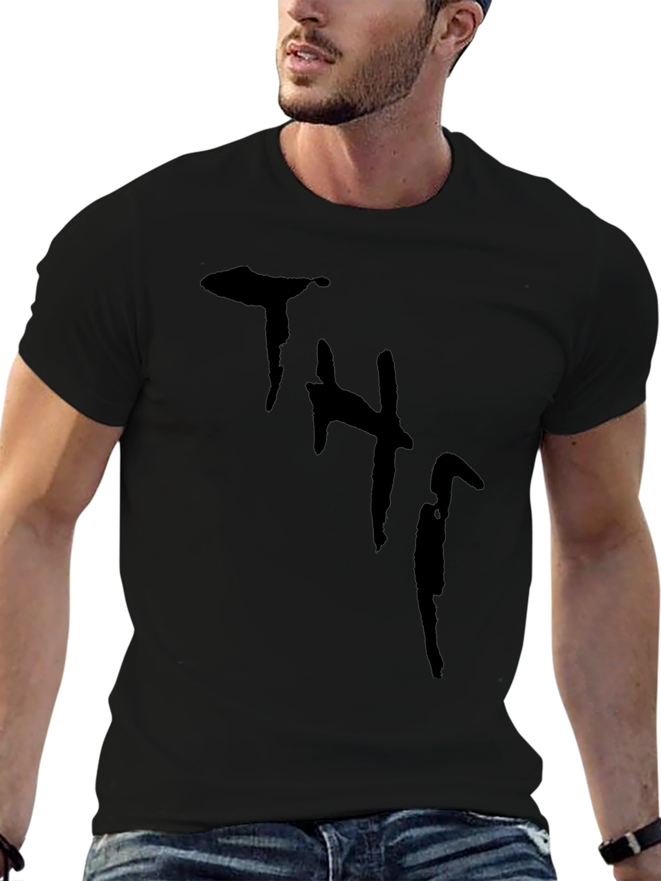 Black T-Shirt with Unique Abstract Print