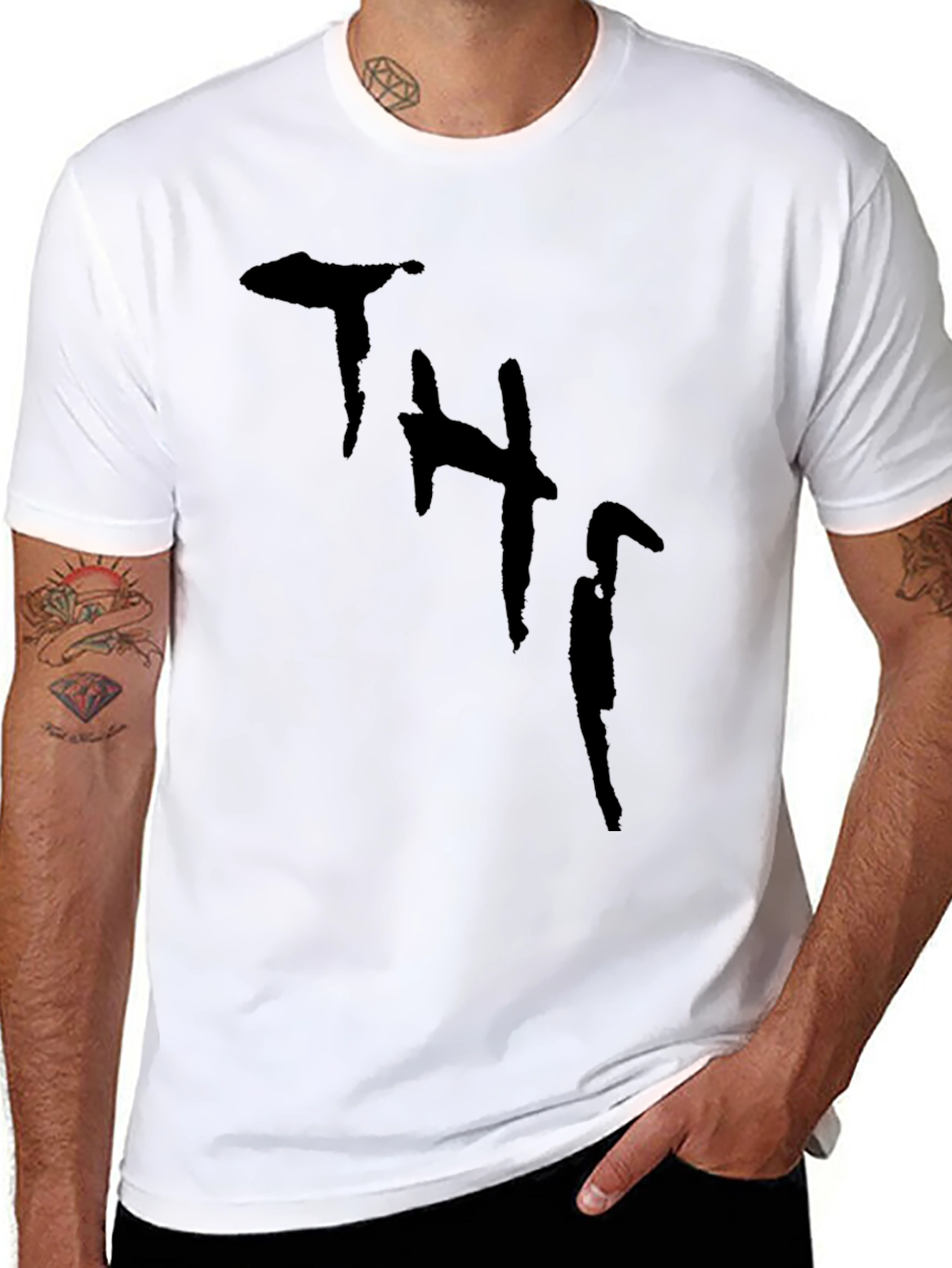 Black T-Shirt with Unique Abstract Print