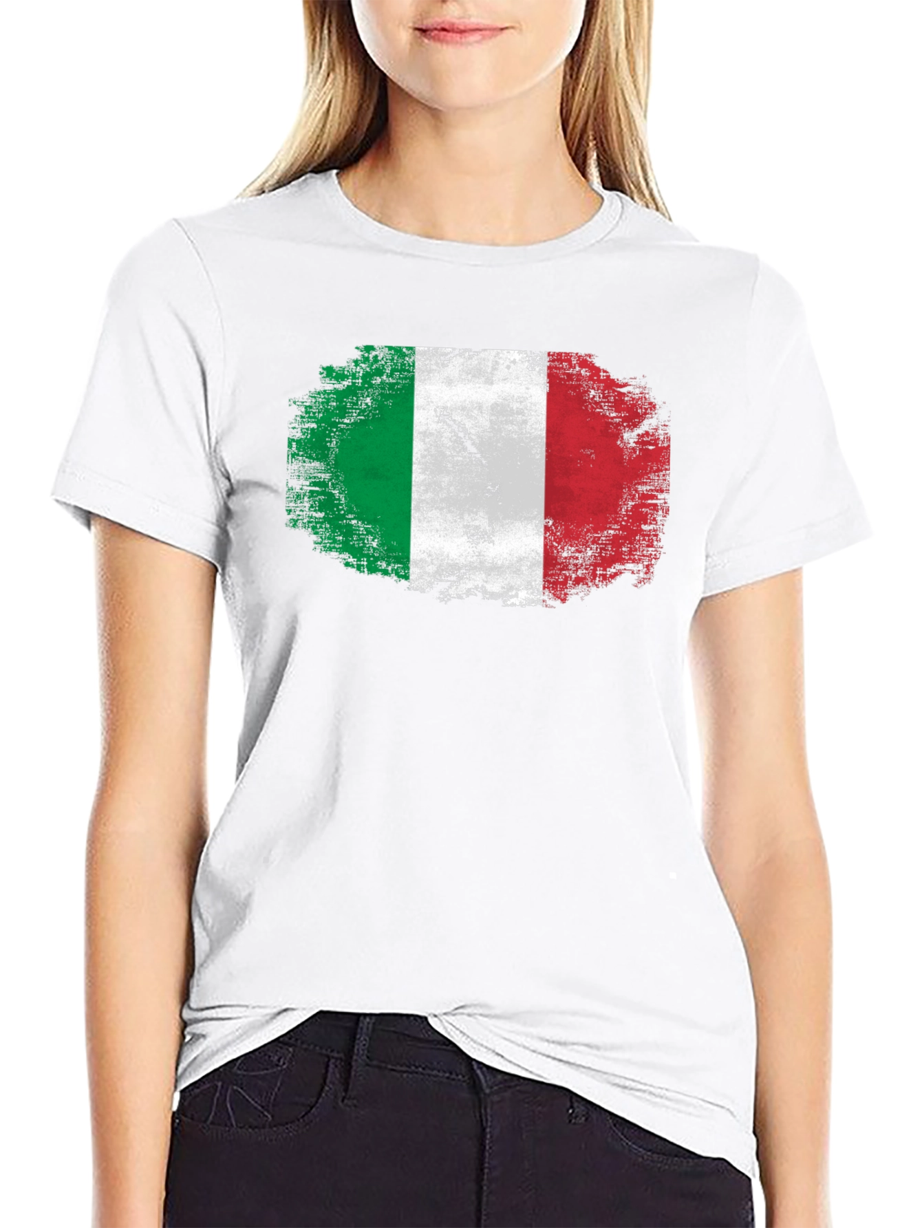 Italian Flag Grunge Style Graphic T-Shirt