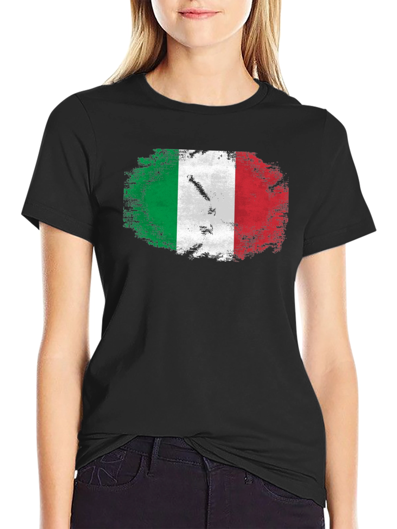 Italian Flag Grunge Style Graphic T-Shirt