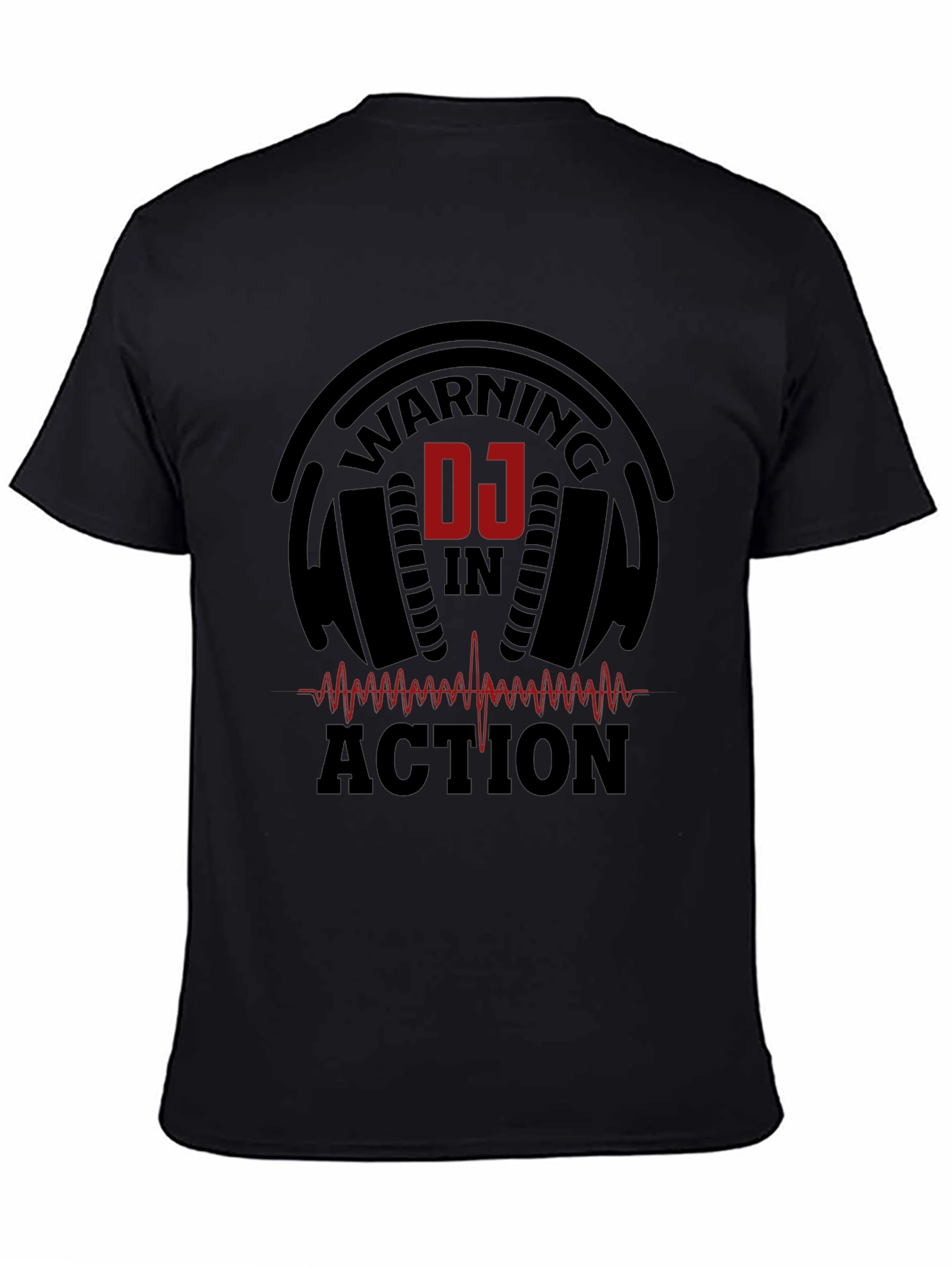 DJ In Action Black Graphic Tee