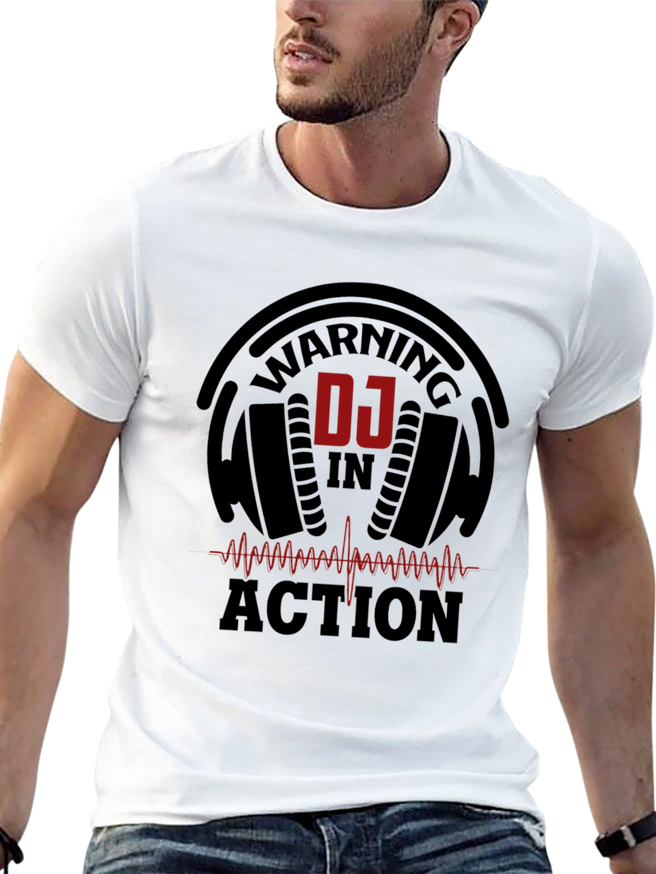 DJ In Action Black Graphic Tee