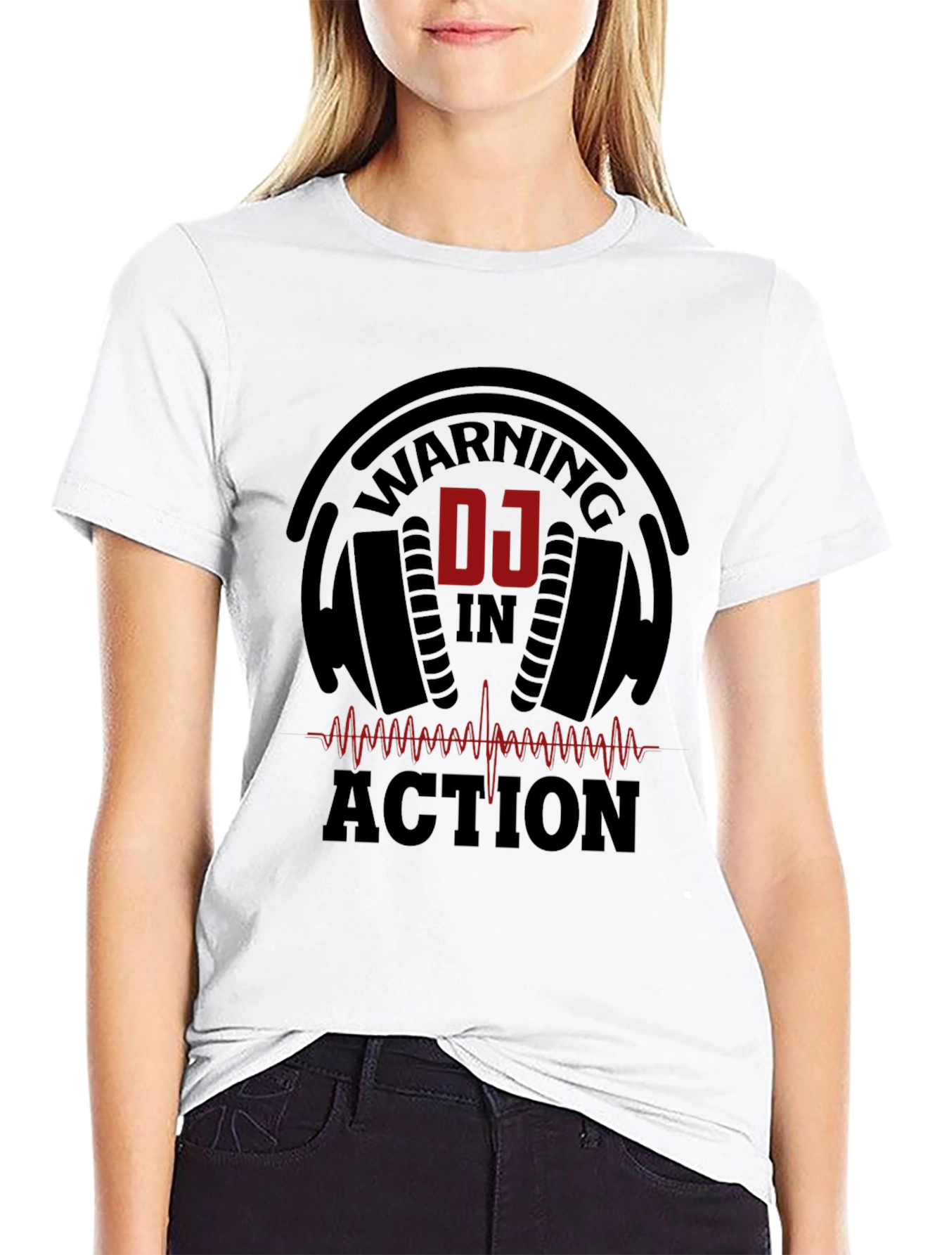 DJ In Action Black Graphic Tee