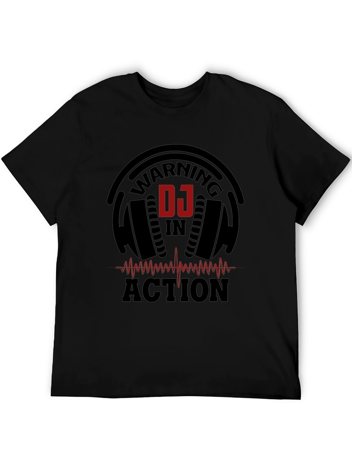 DJ In Action Black Graphic Tee