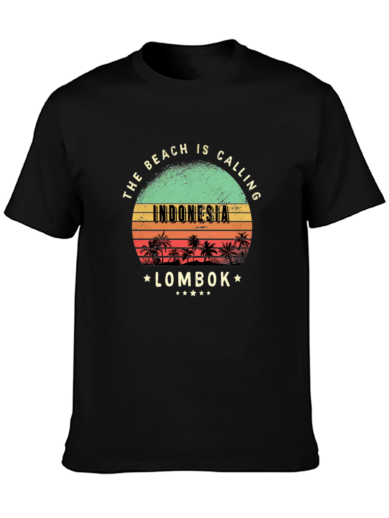 Indonesia Lombok Beach Calling Black T-Shirt