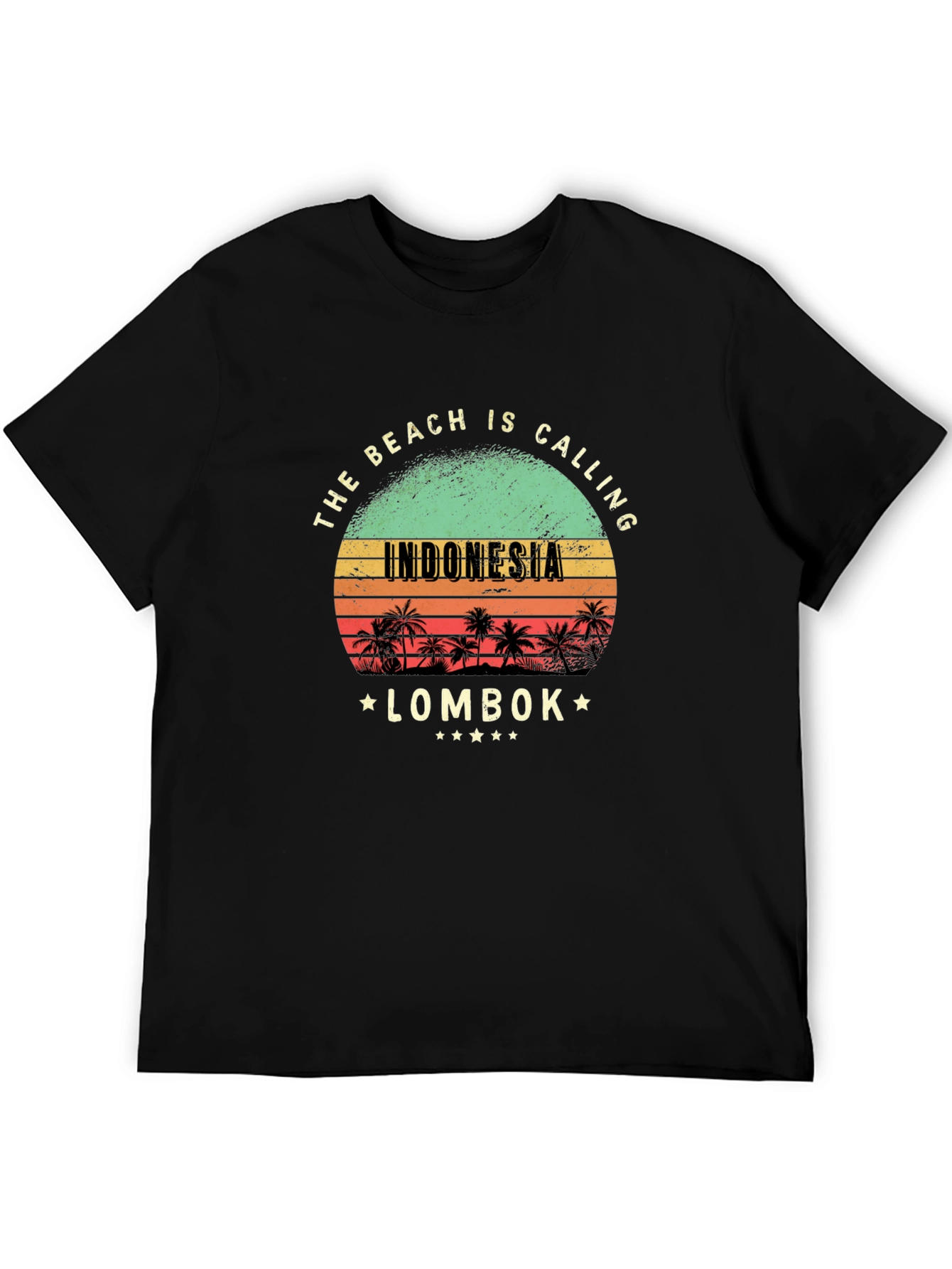 Indonesia Lombok Beach Calling Black T-Shirt