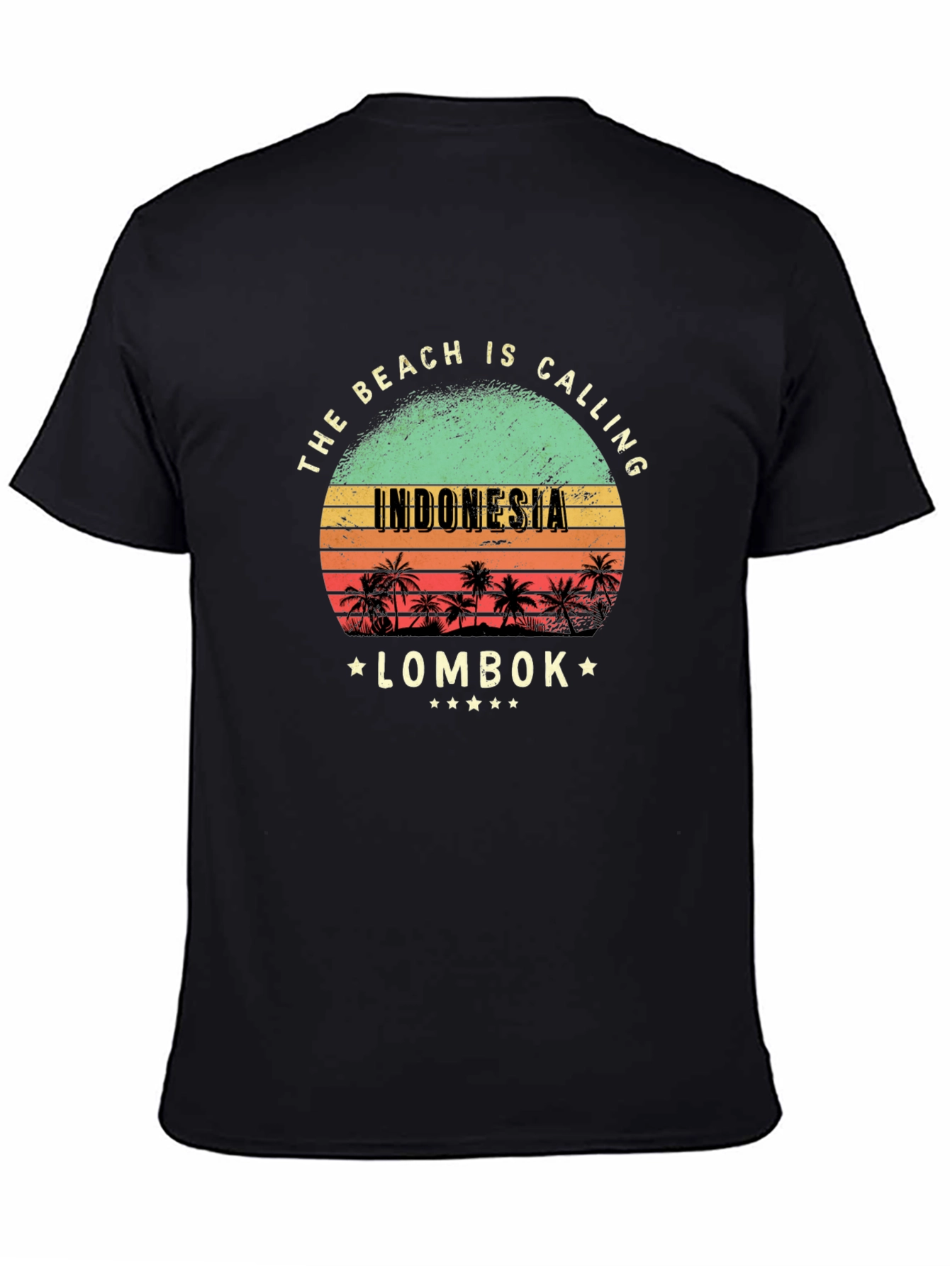 Indonesia Lombok Beach Calling Black T-Shirt