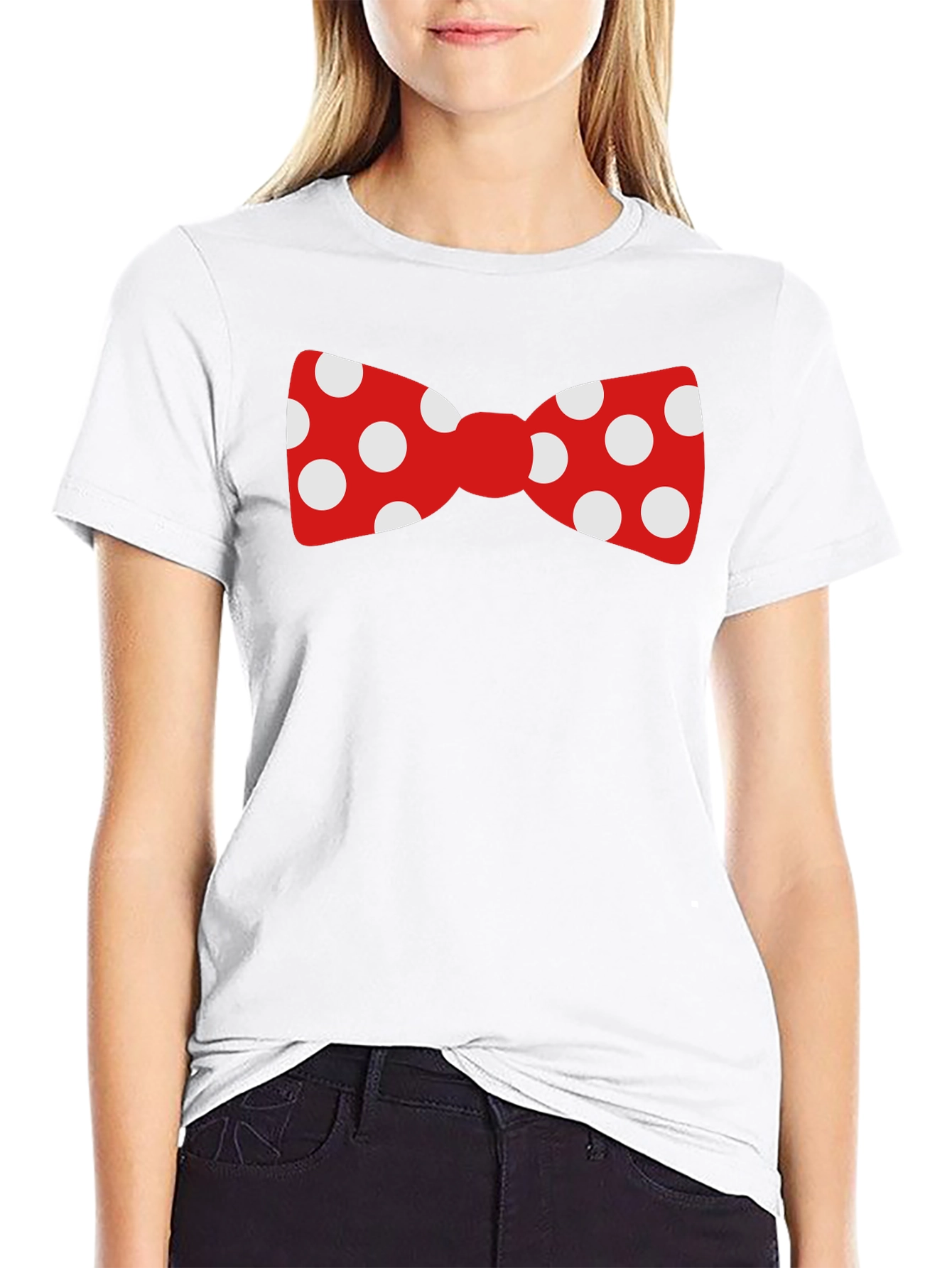 Polka Dot Bow Tie Black T-Shirt