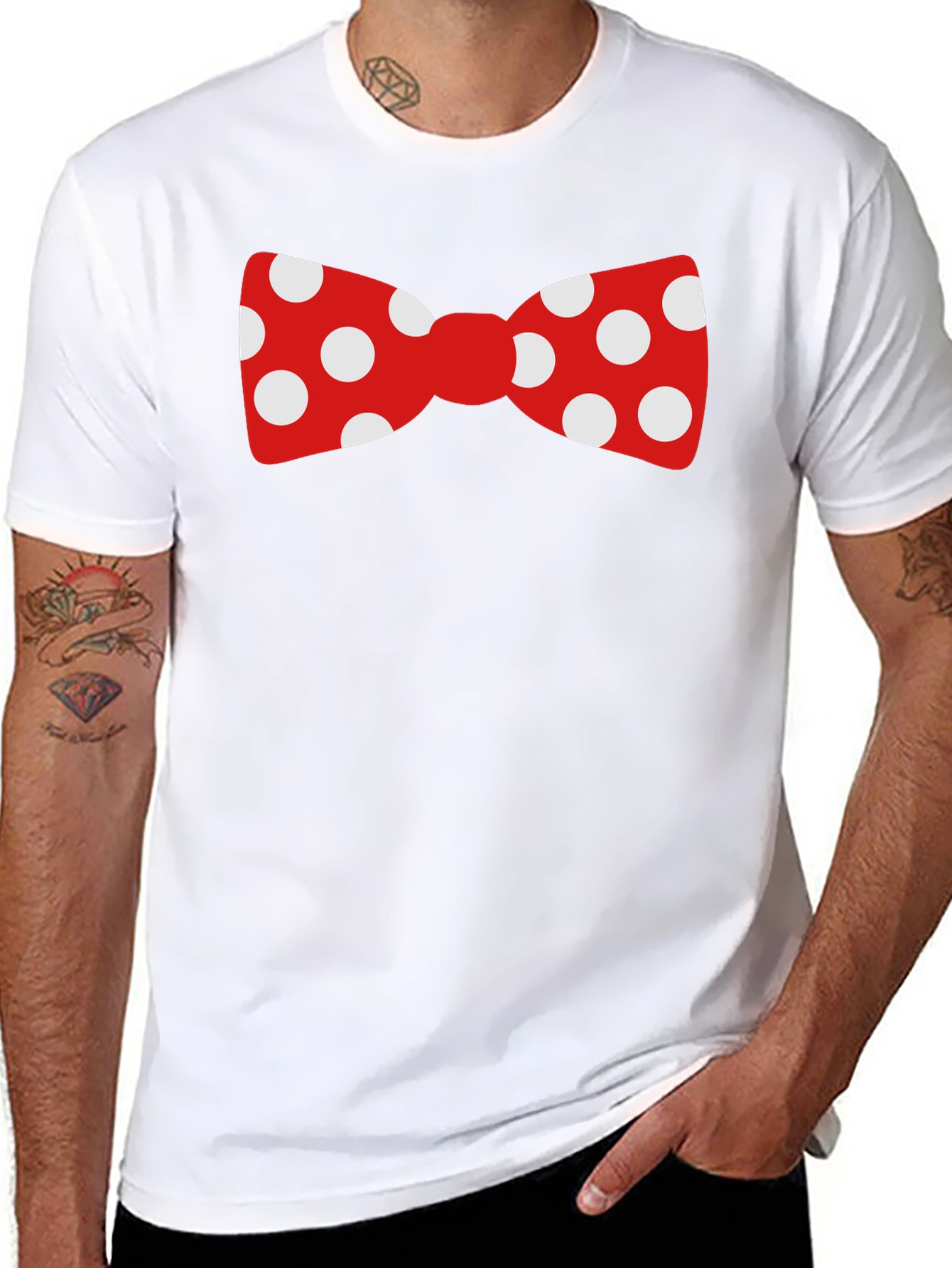 Polka Dot Bow Tie Black T-Shirt
