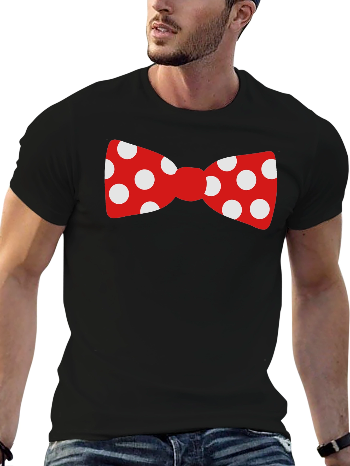 Polka Dot Bow Tie Black T-Shirt