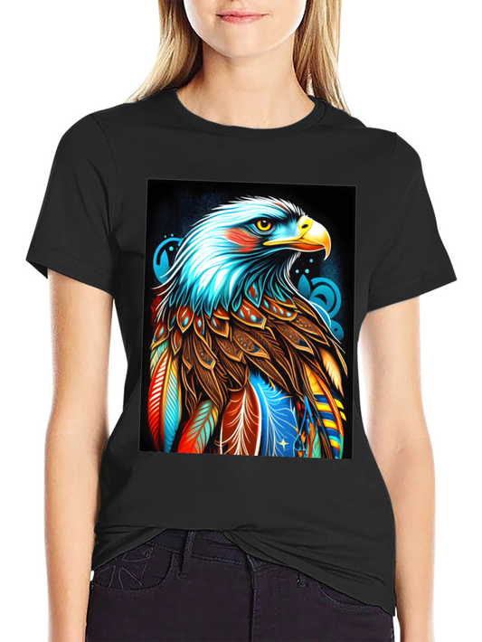 Colorful Eagle Graphic Black T-Shirt