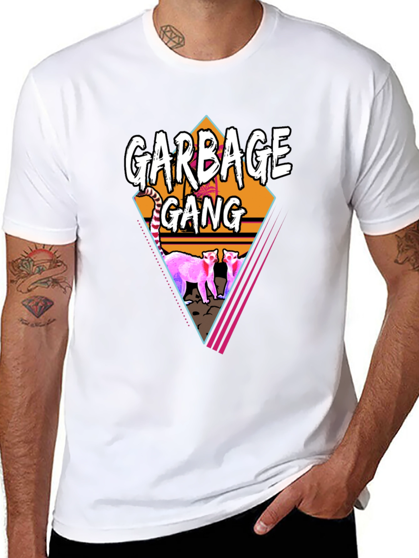 Garbage Gang Graphic Tee - Retro Style Black T-Shirt