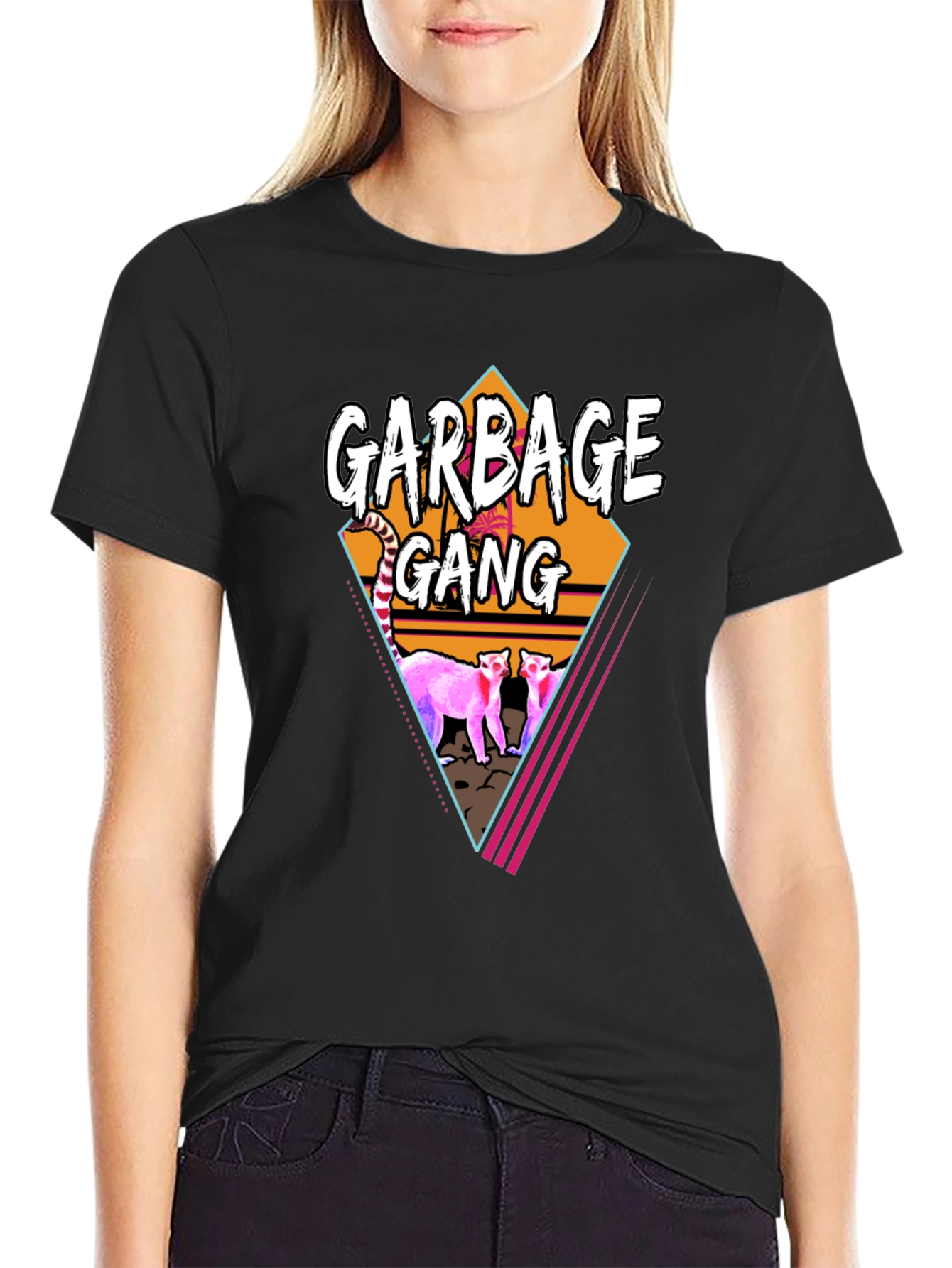 Garbage Gang Graphic Tee - Retro Style Black T-Shirt