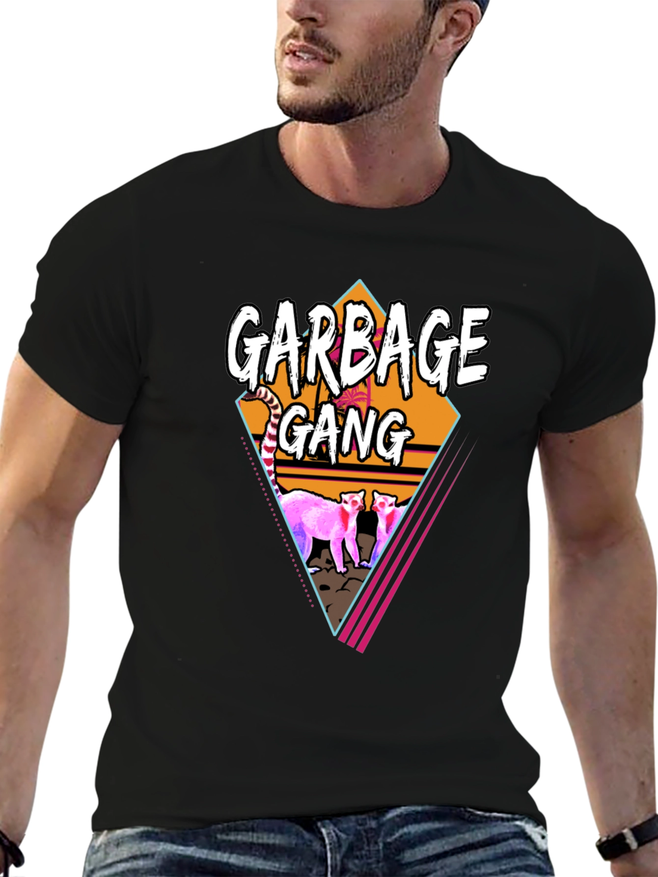 Garbage Gang Graphic Tee - Retro Style Black T-Shirt