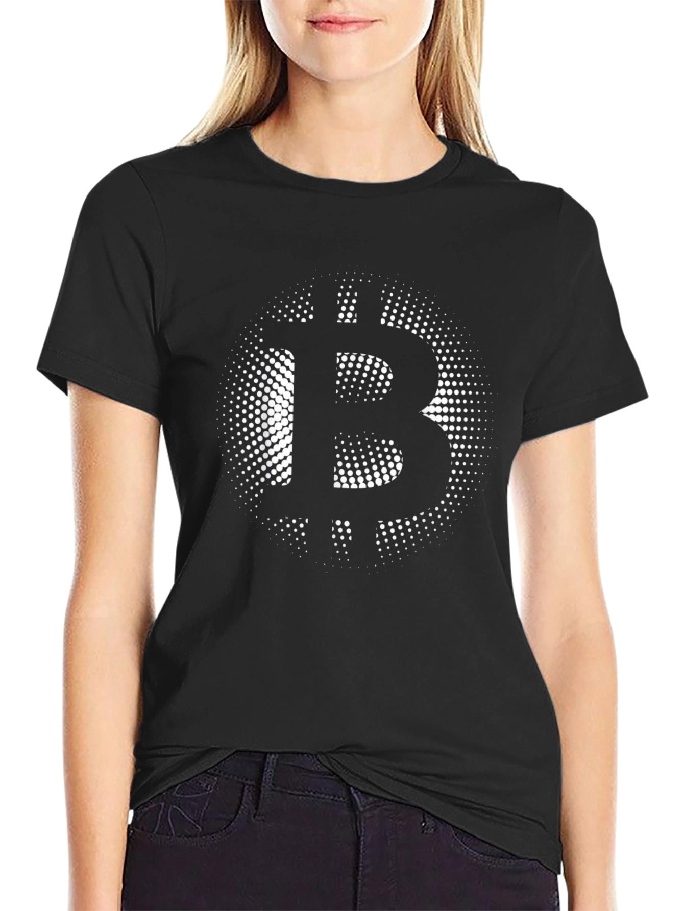 Bitcoin Halftone Black T-Shirt - Crypto Currency Tee