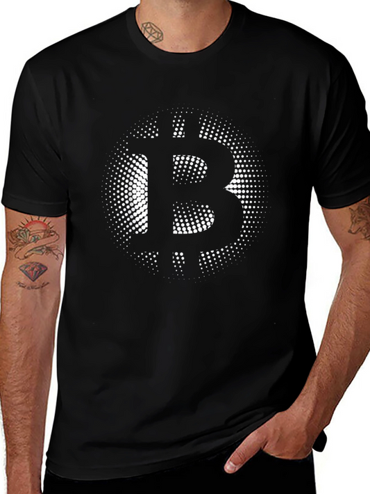 Bitcoin Halftone Black T-Shirt - Crypto Currency Tee