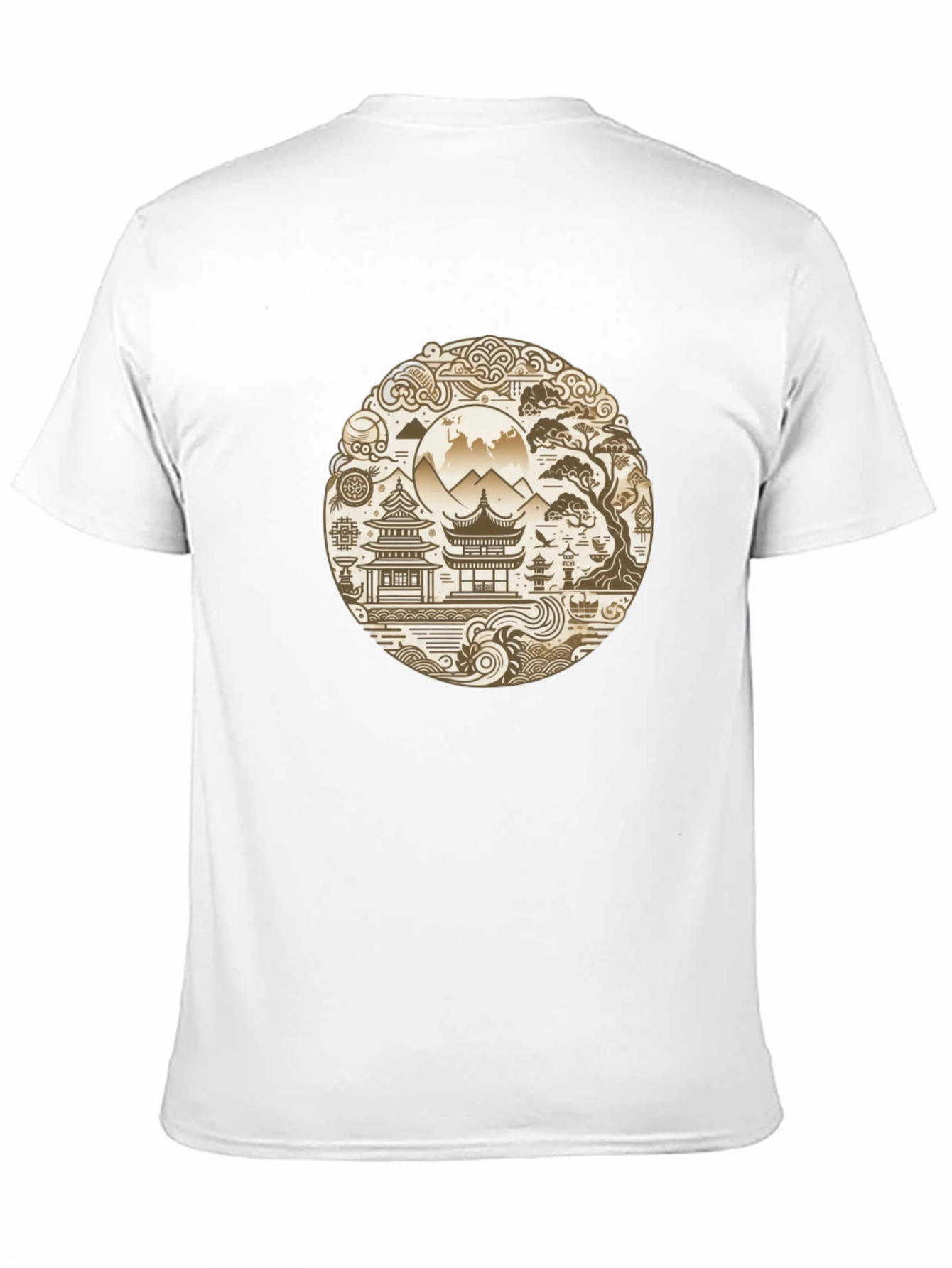 Oriental Landscape Graphic Black Tee