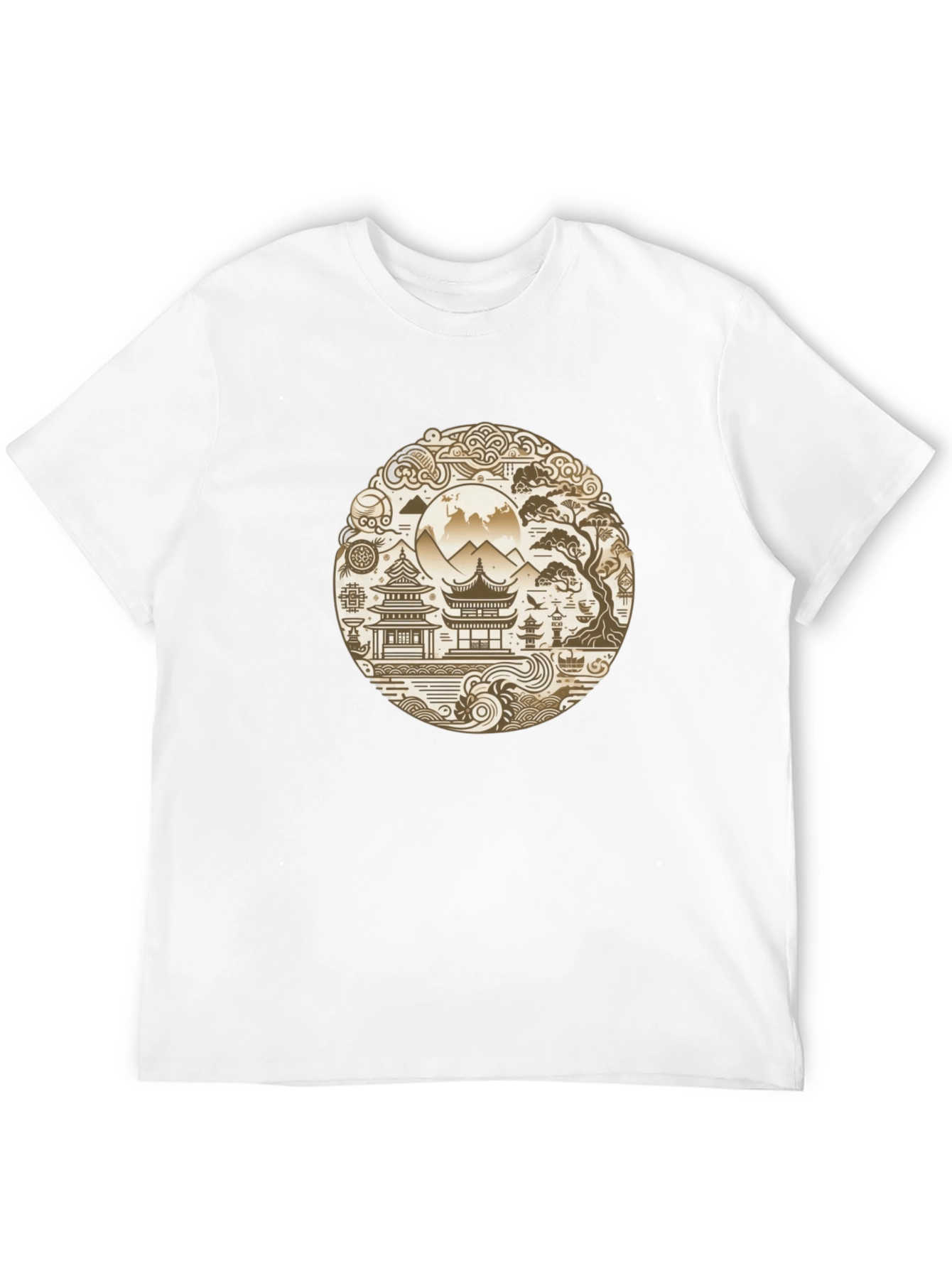 Oriental Landscape Graphic Black Tee
