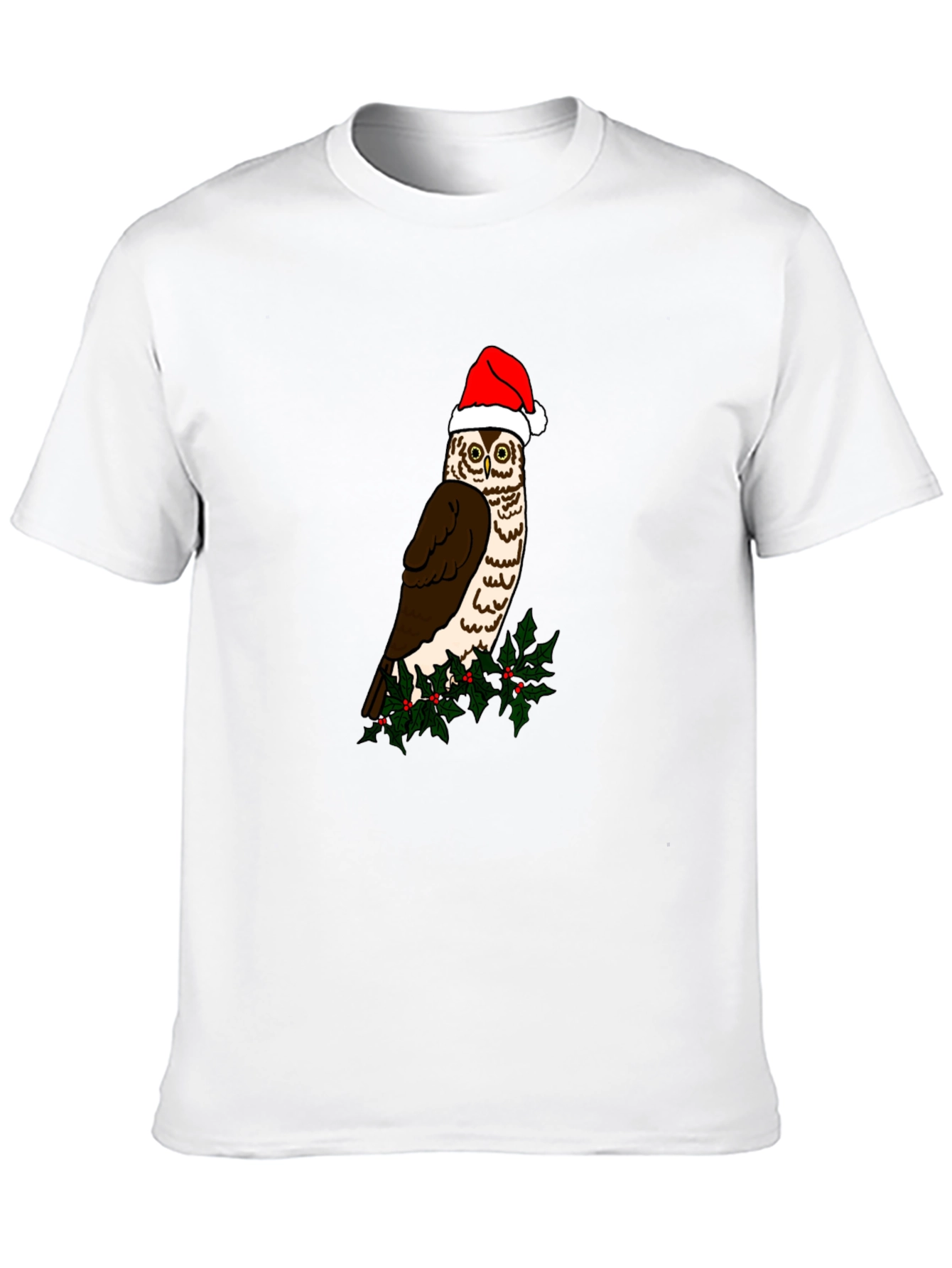 Festive Owl Graphic Tee - Holiday Cheer