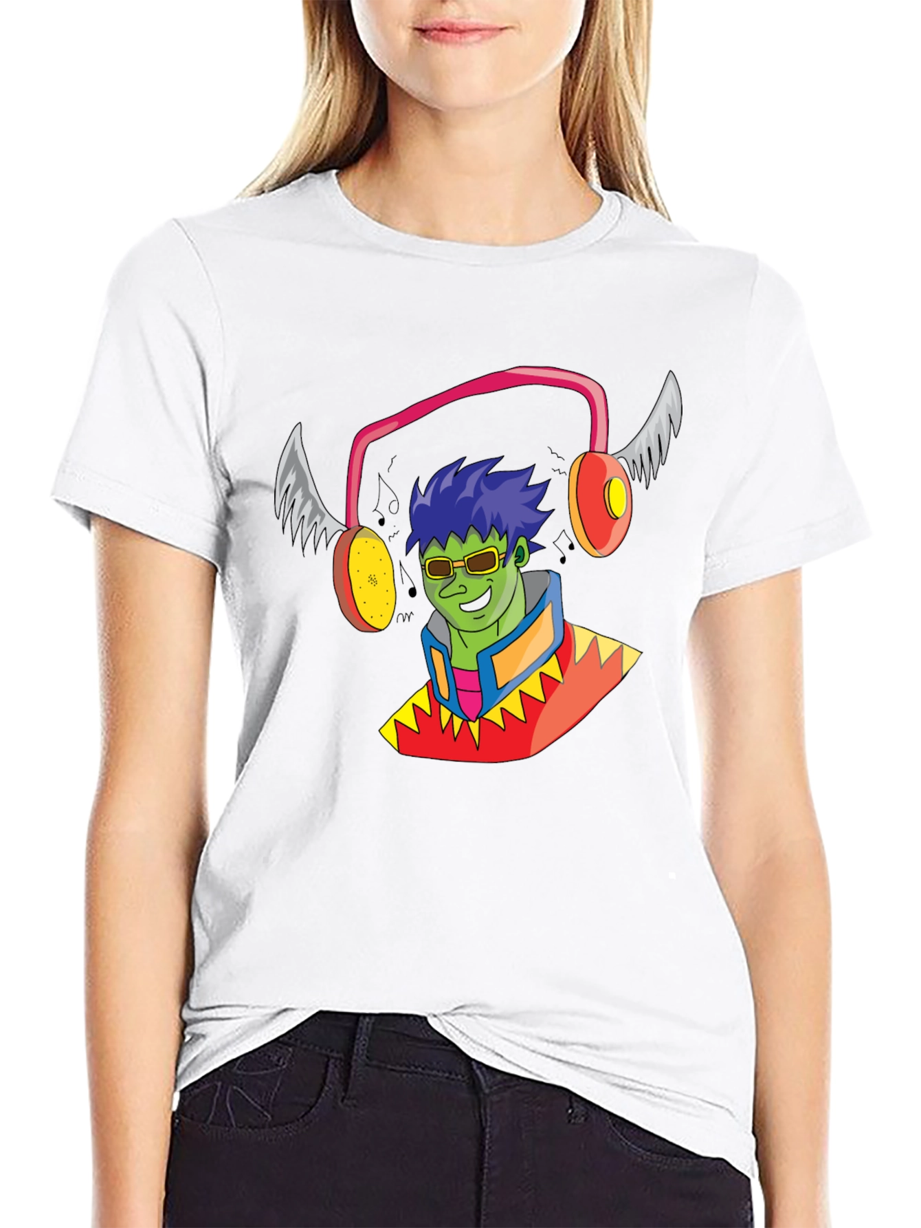 Funky Cartoon Character Black T-Shirt