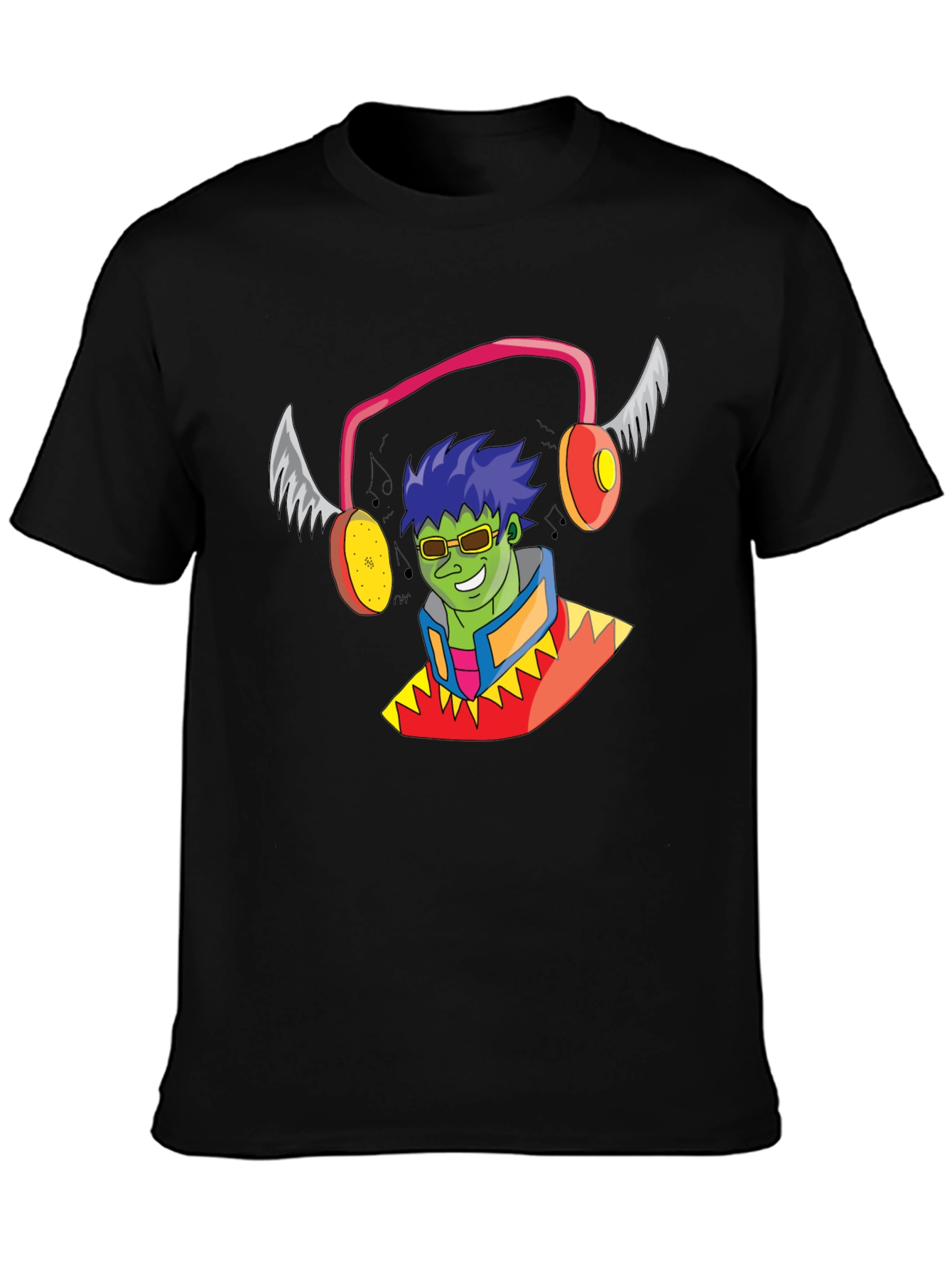 Funky Cartoon Character Black T-Shirt