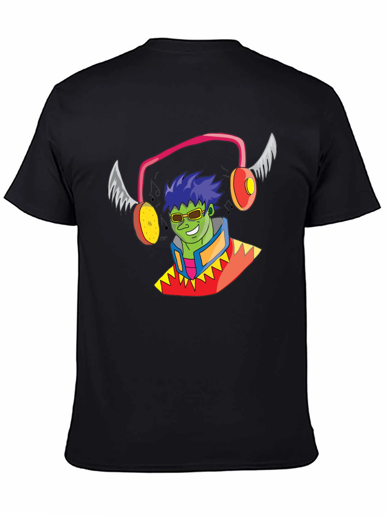 Funky Cartoon Character Black T-Shirt