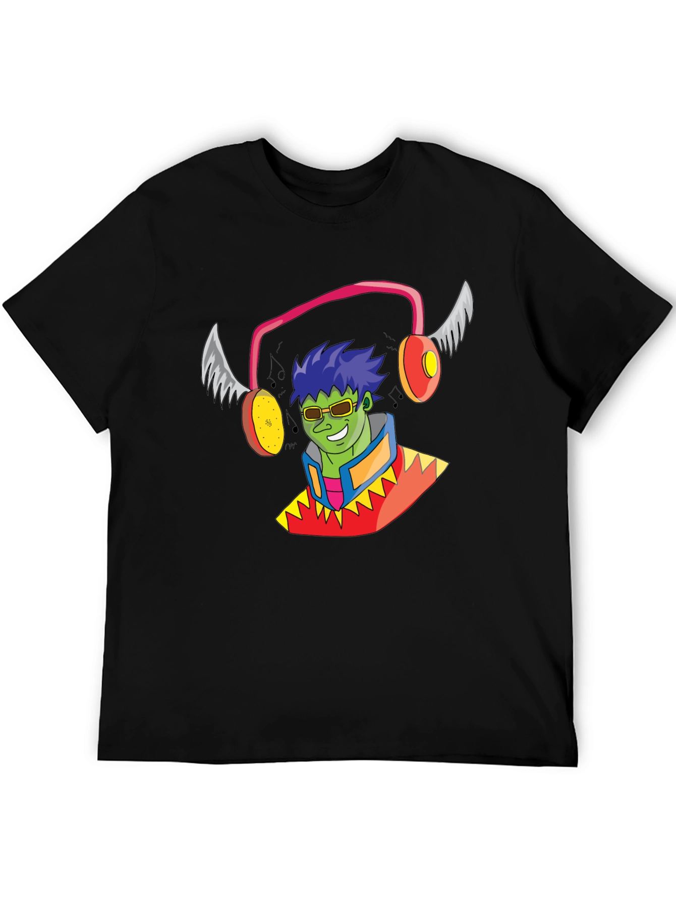 Funky Cartoon Character Black T-Shirt
