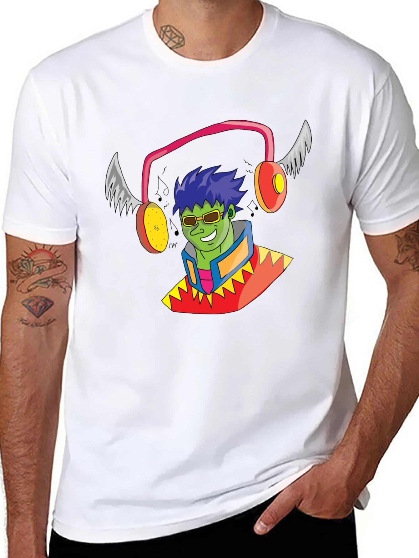 Funky Cartoon Character Black T-Shirt