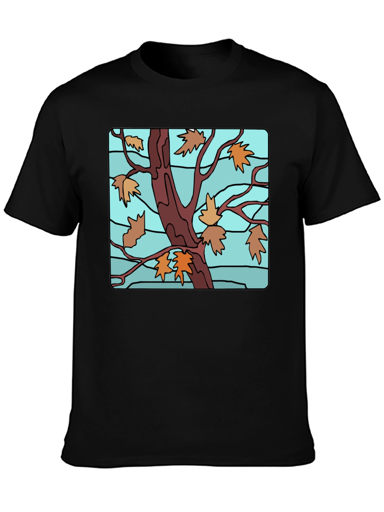 Autumn Tree Graphic Black T-Shirt