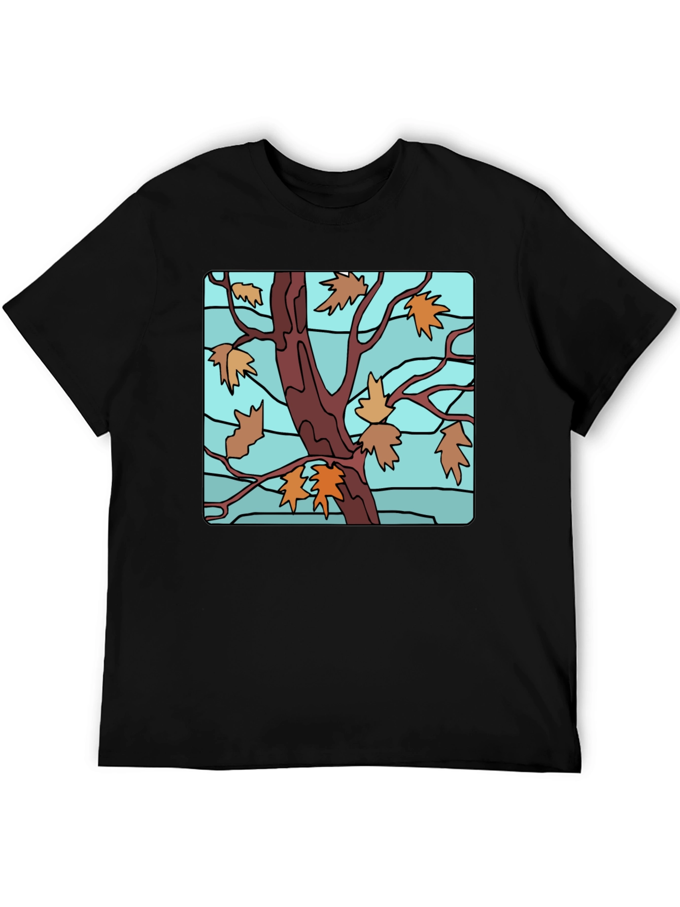 Autumn Tree Graphic Black T-Shirt