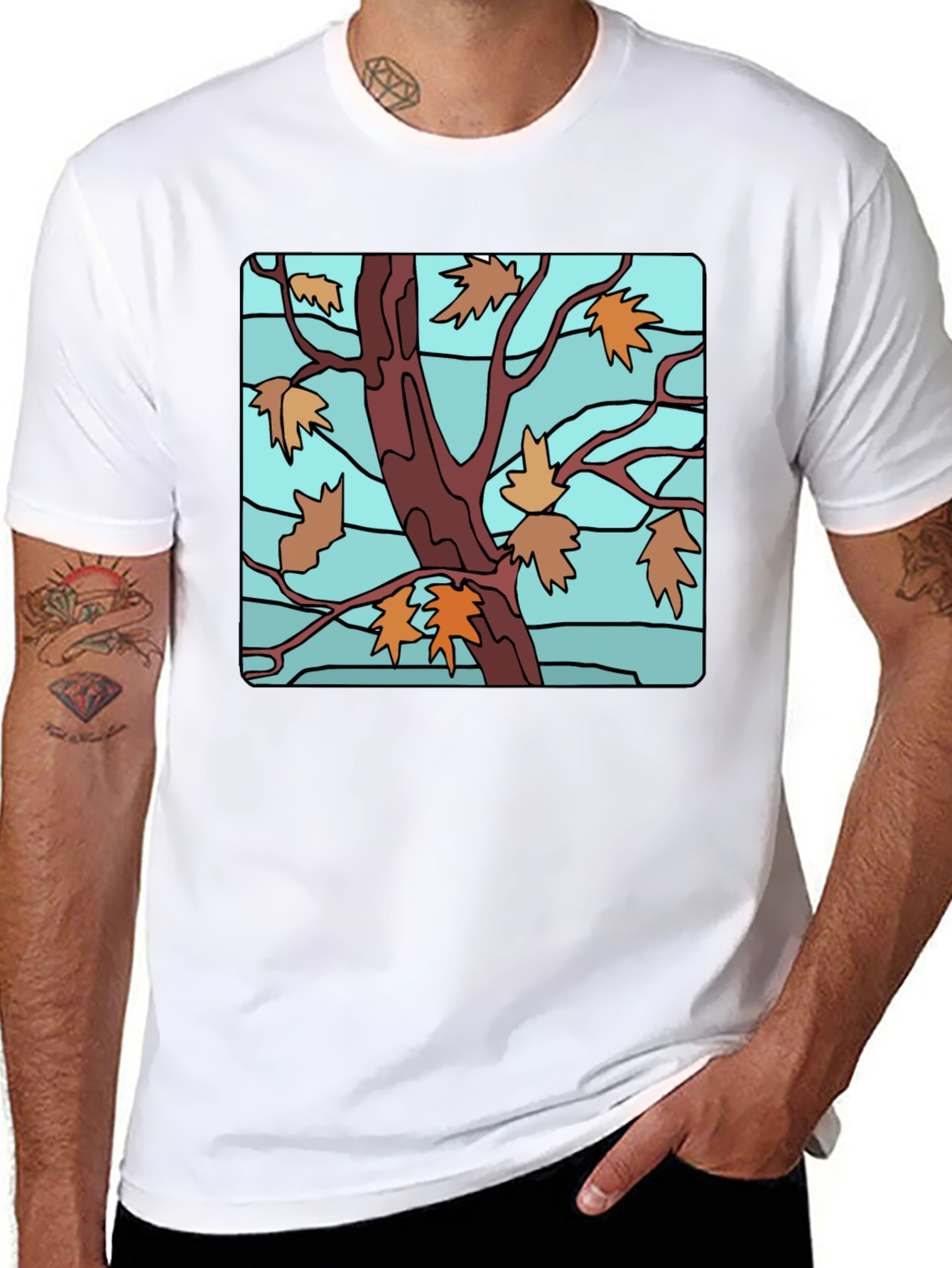 Autumn Tree Graphic Black T-Shirt