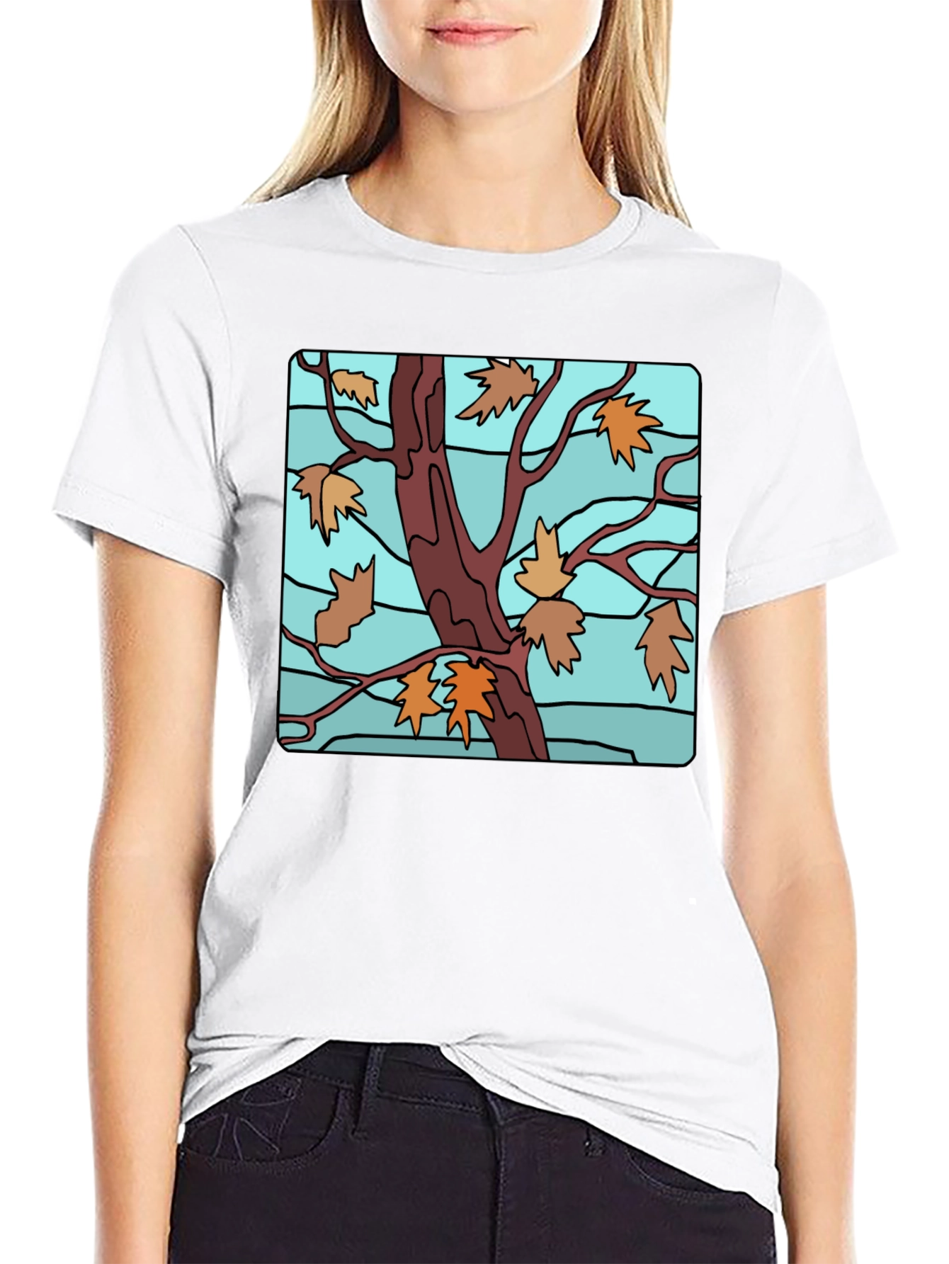 Autumn Tree Graphic Black T-Shirt