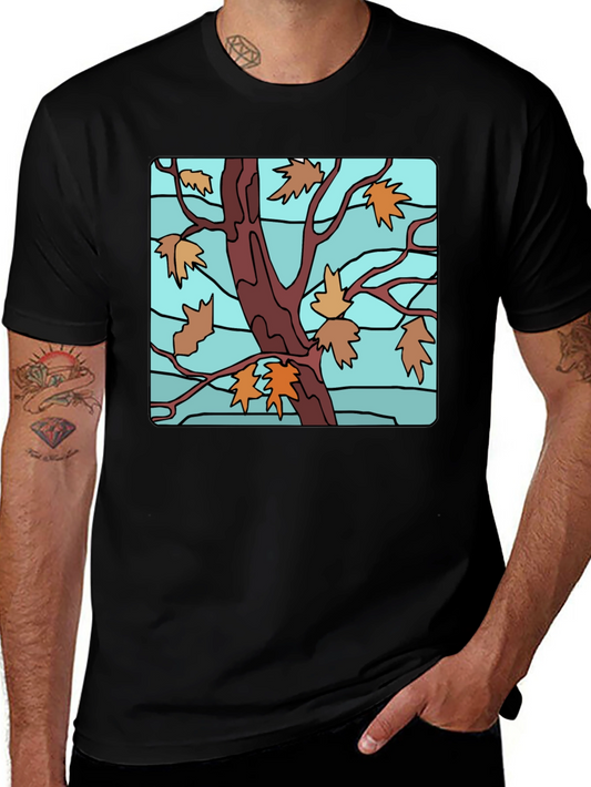 Autumn Tree Graphic Black T-Shirt
