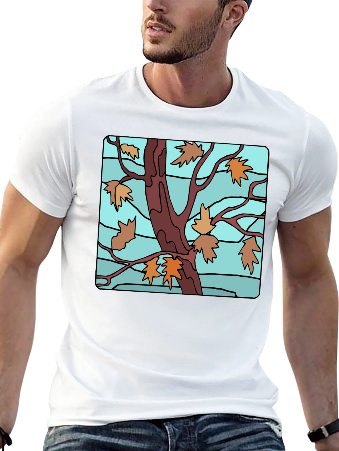 Autumn Tree Graphic Black T-Shirt