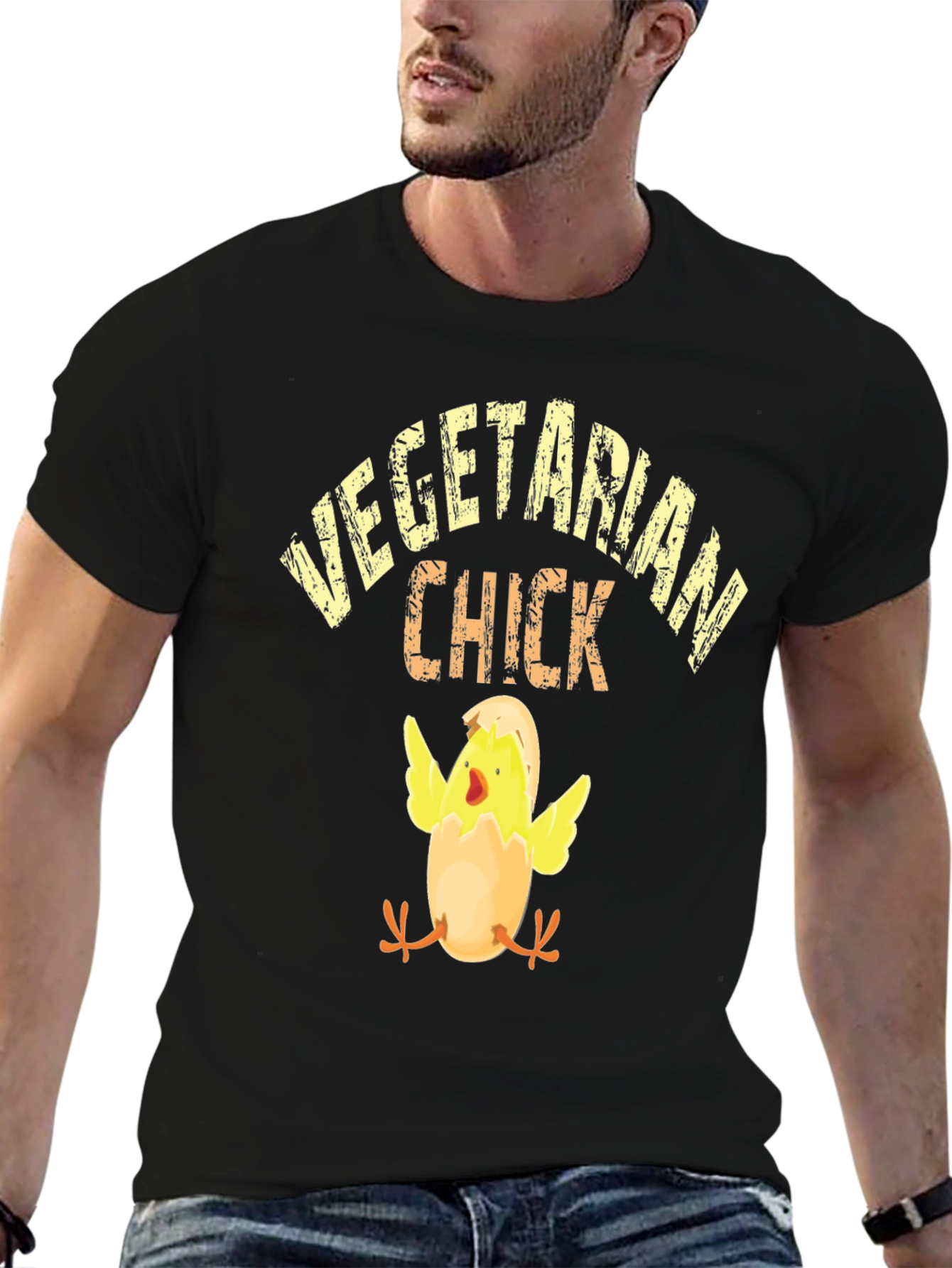 Vegetarian Chick T-Shirt - Black Cotton Tee