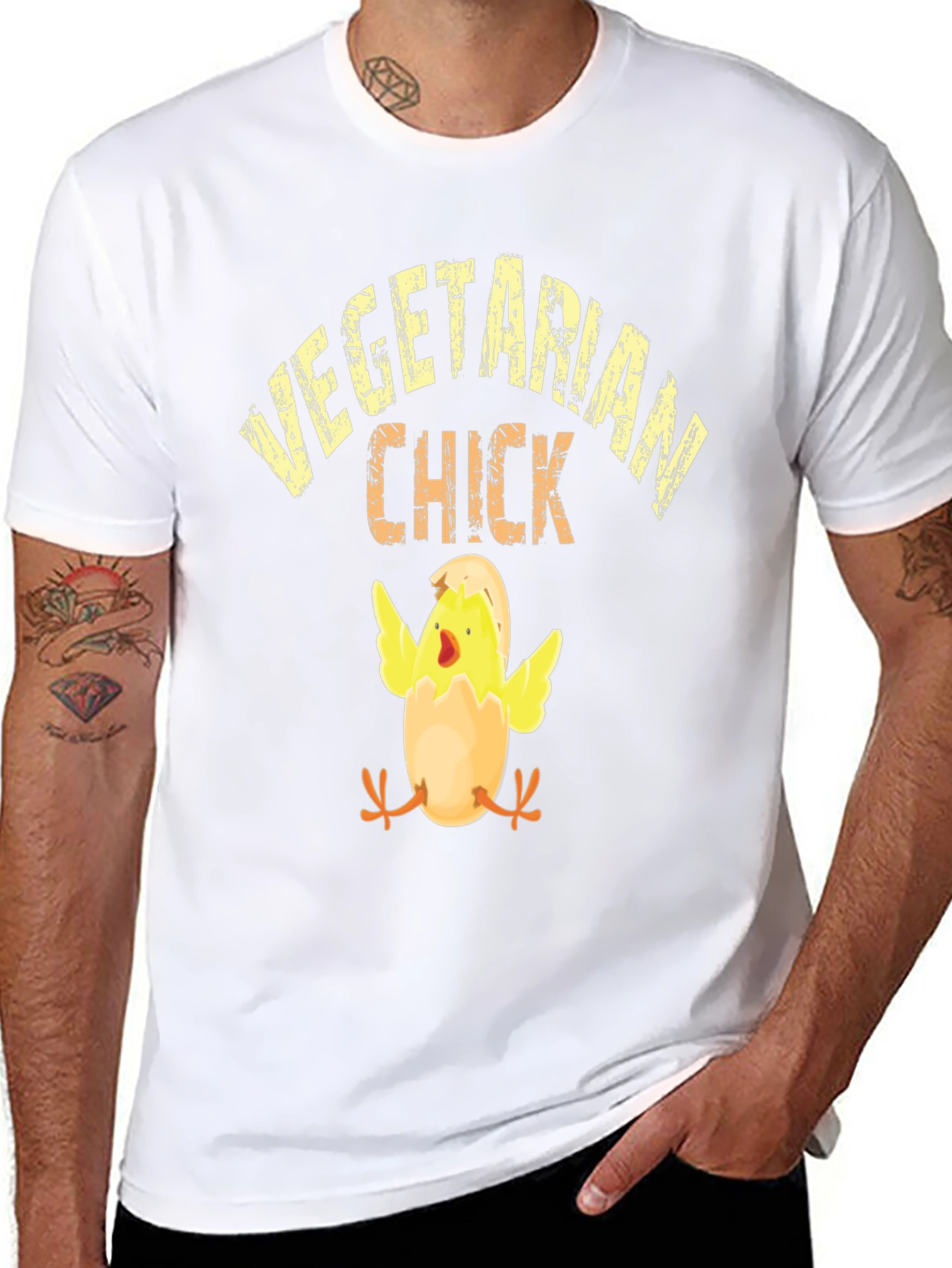 Vegetarian Chick T-Shirt - Black Cotton Tee