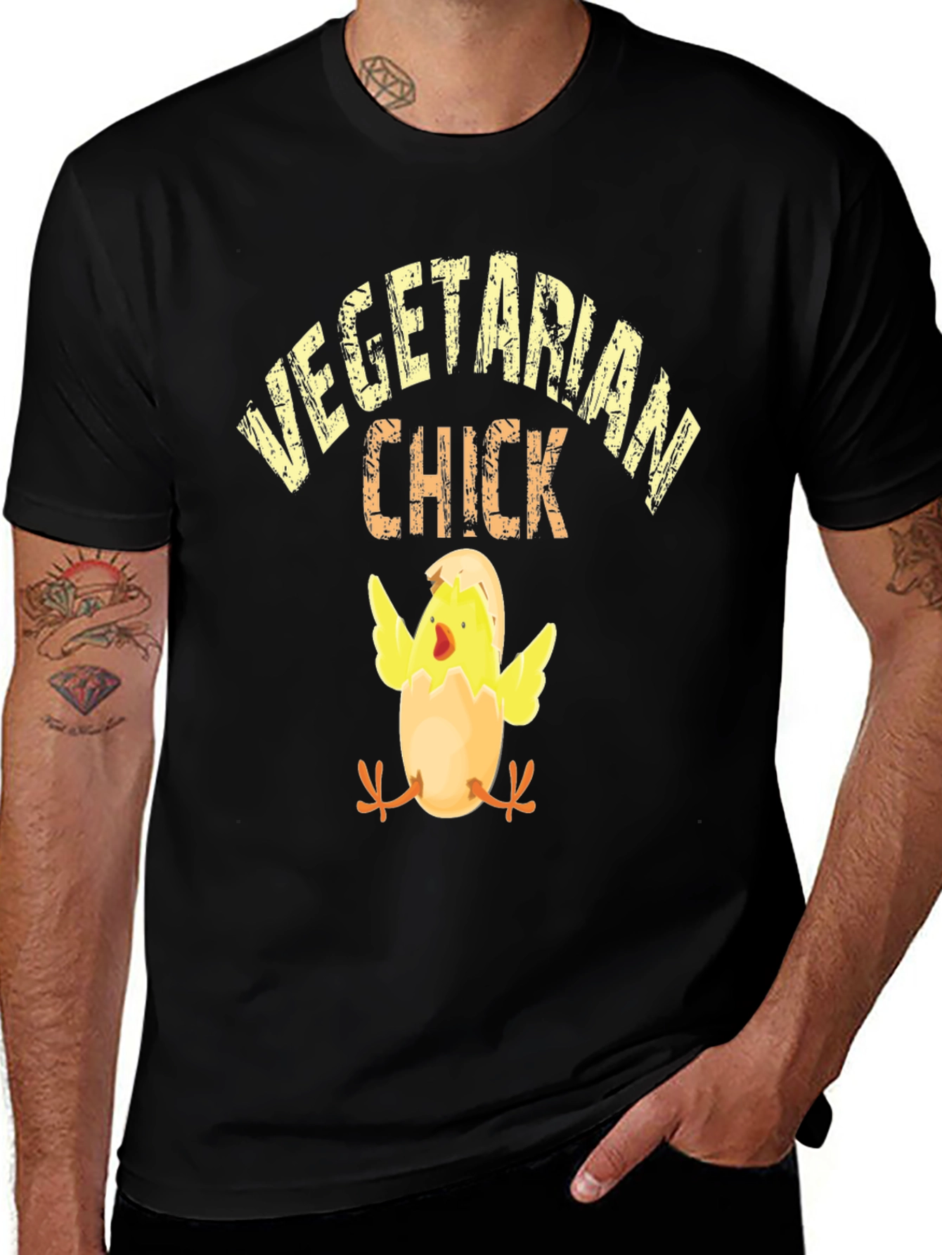 Vegetarian Chick T-Shirt - Black Cotton Tee