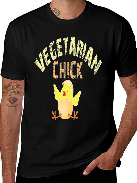 Vegetarian Chick T-Shirt - Black Cotton Tee