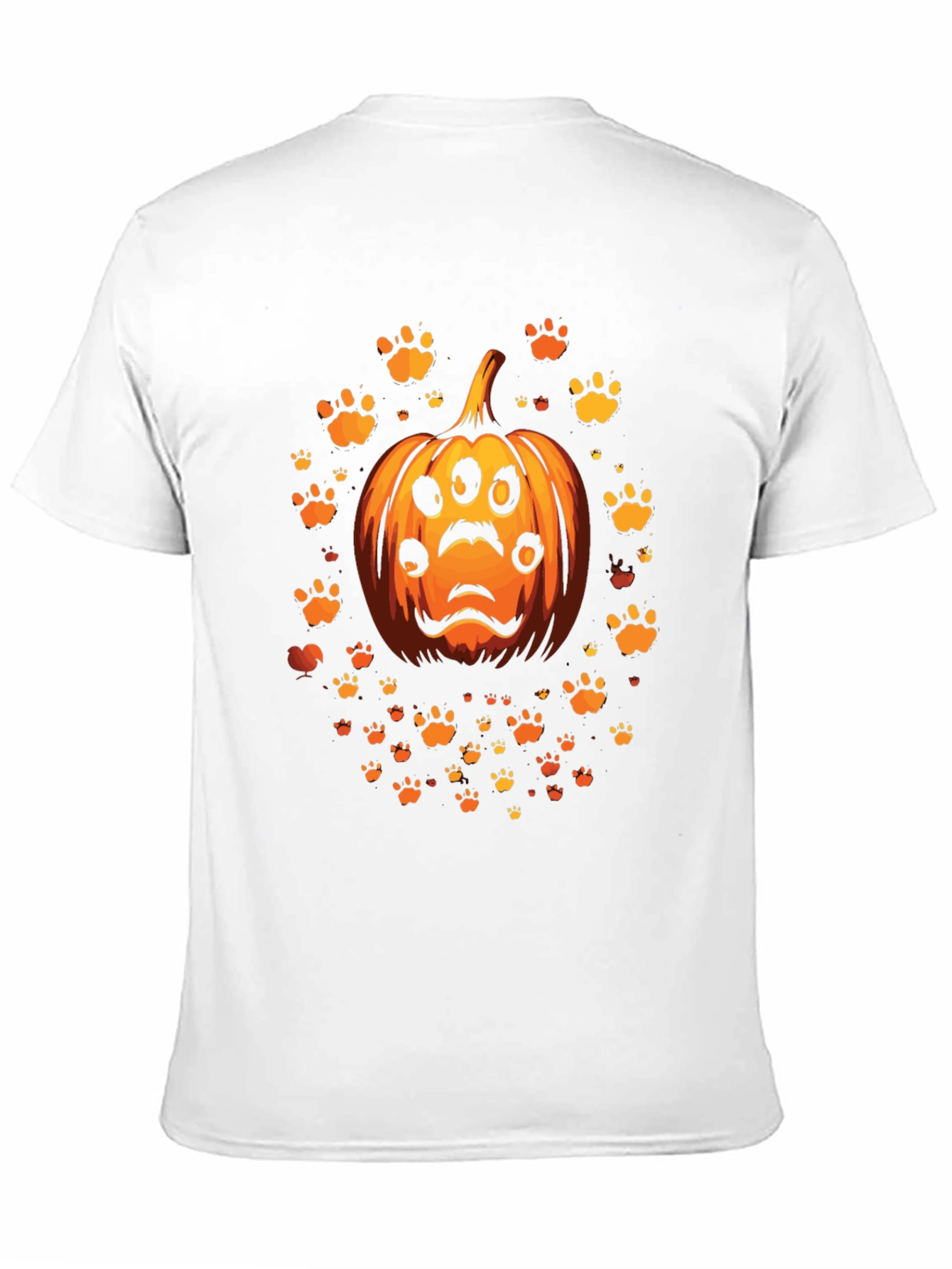 Halloween Pumpkin Paw Print Mens T-Shirt