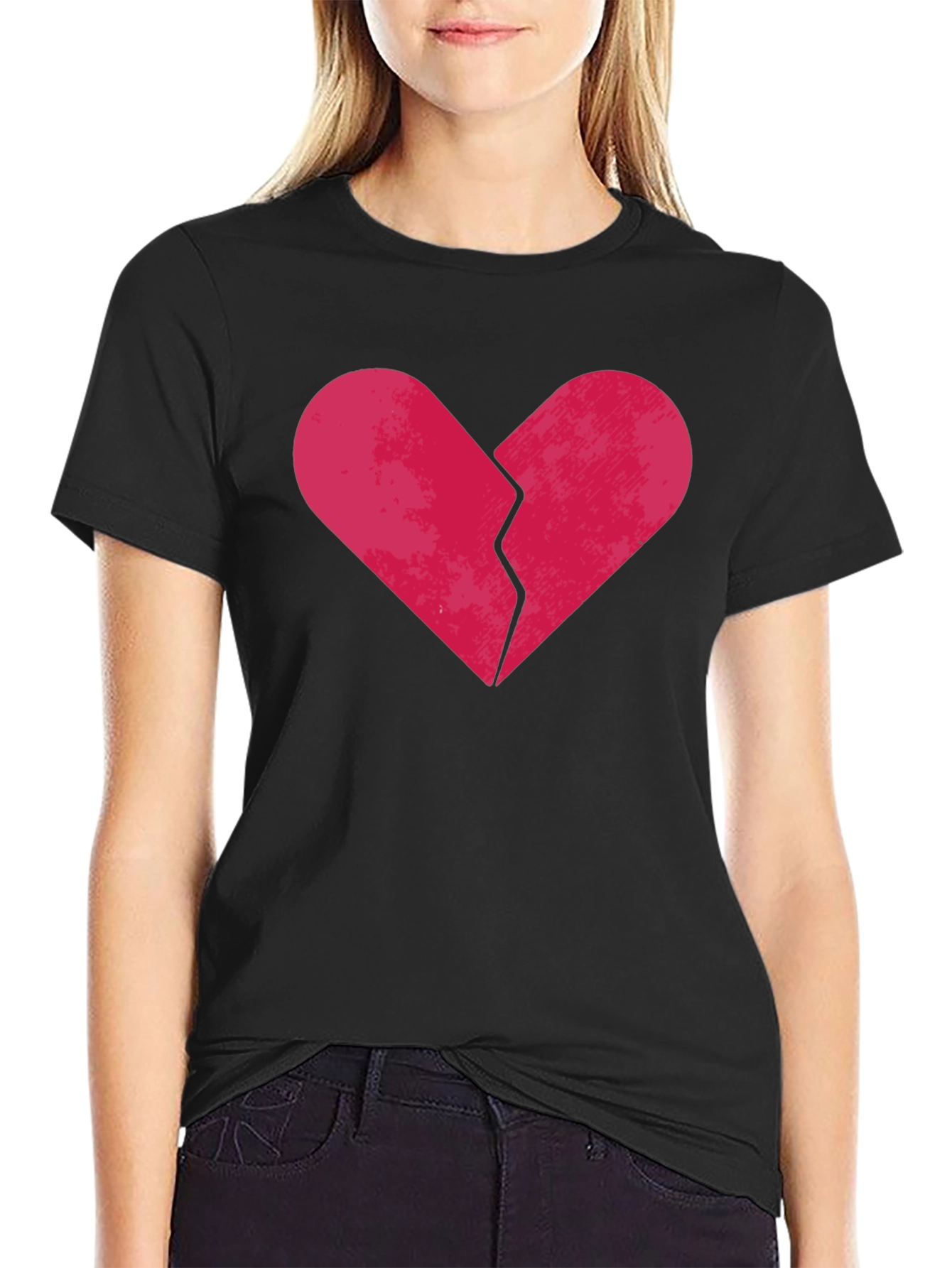 Broken Heart Graphic Tee - Black Cotton