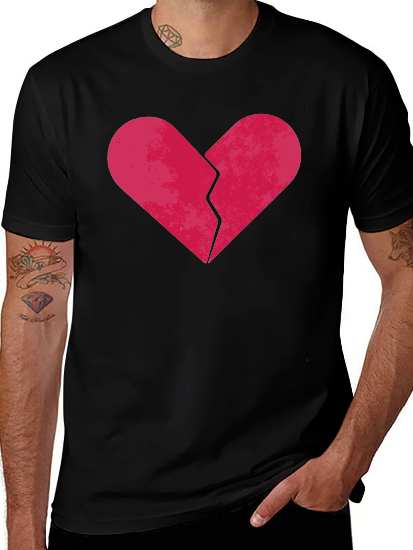 Broken Heart Graphic Tee - Black Cotton