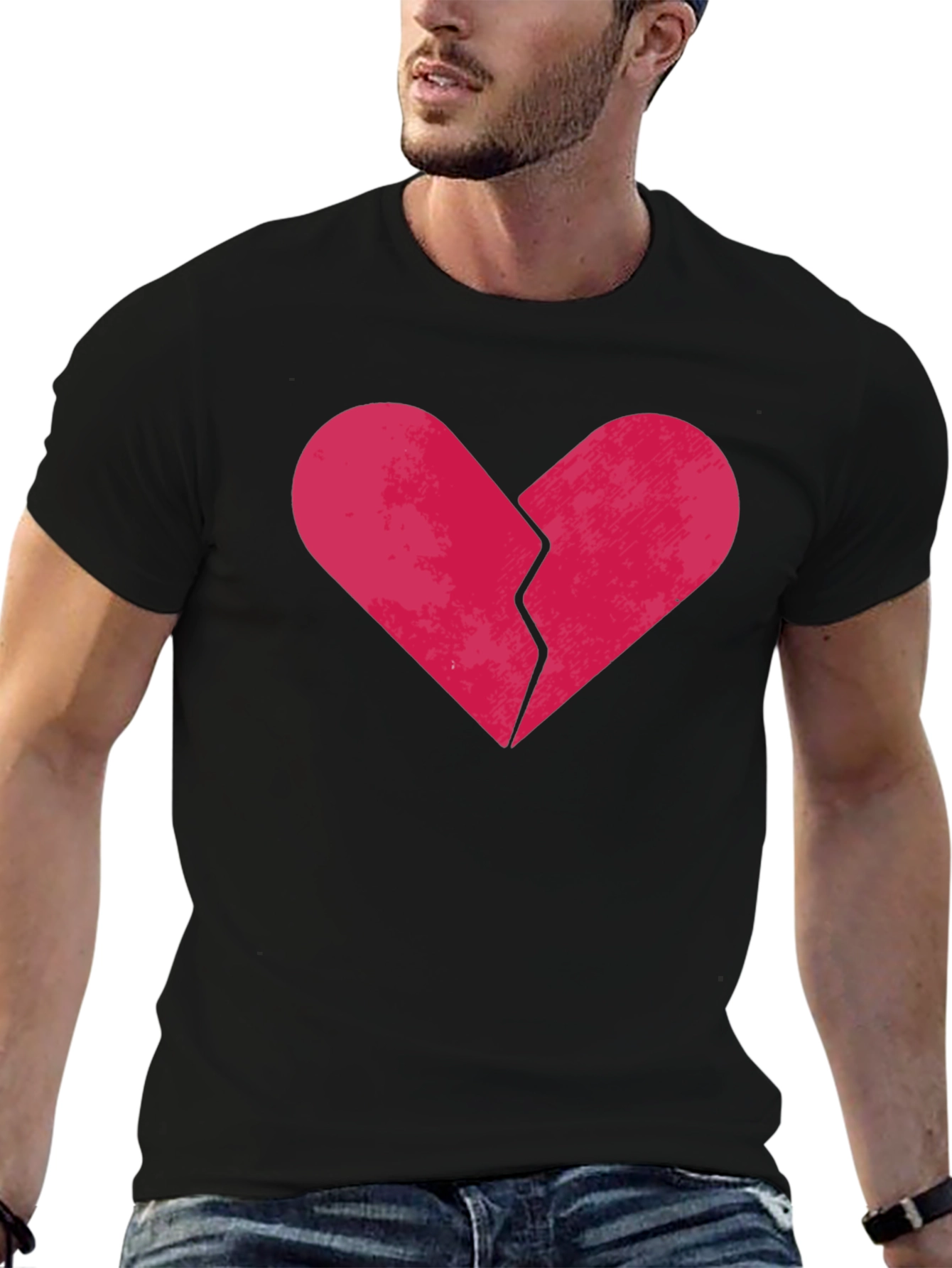 Broken Heart Graphic Tee - Black Cotton
