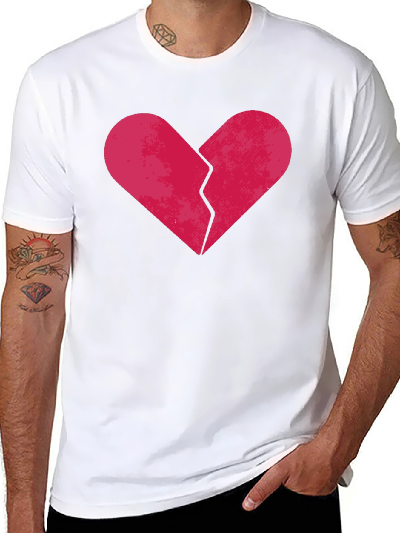 Broken Heart Graphic Tee - Black Cotton