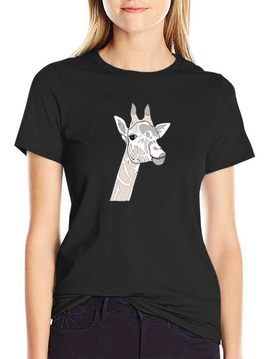 Giraffe Graphic Tee - Stylish Black Cotton T-Shirt