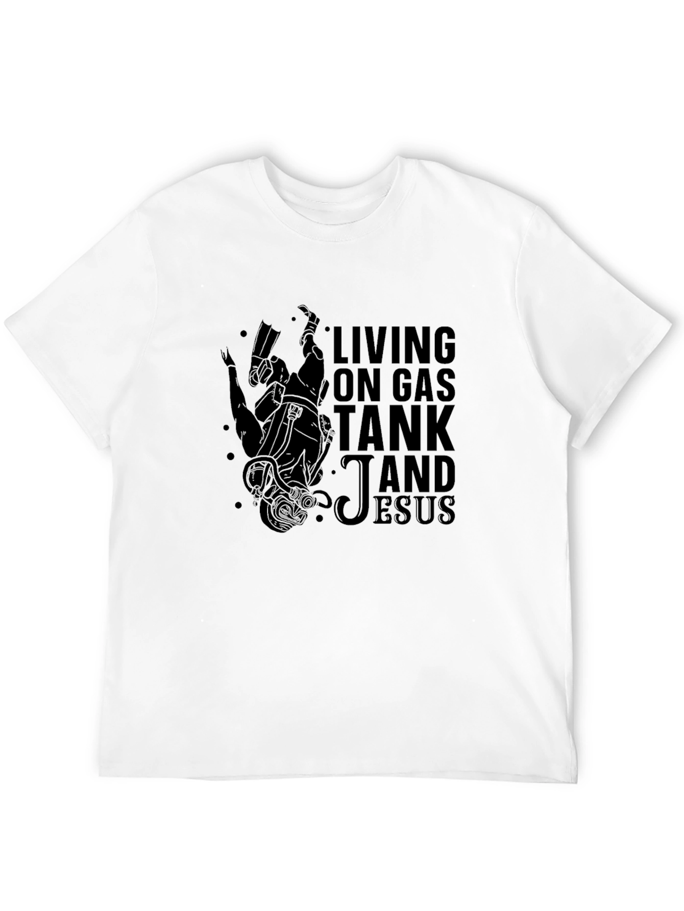 Living on Gas Tank and Jesus Black T-Shirt