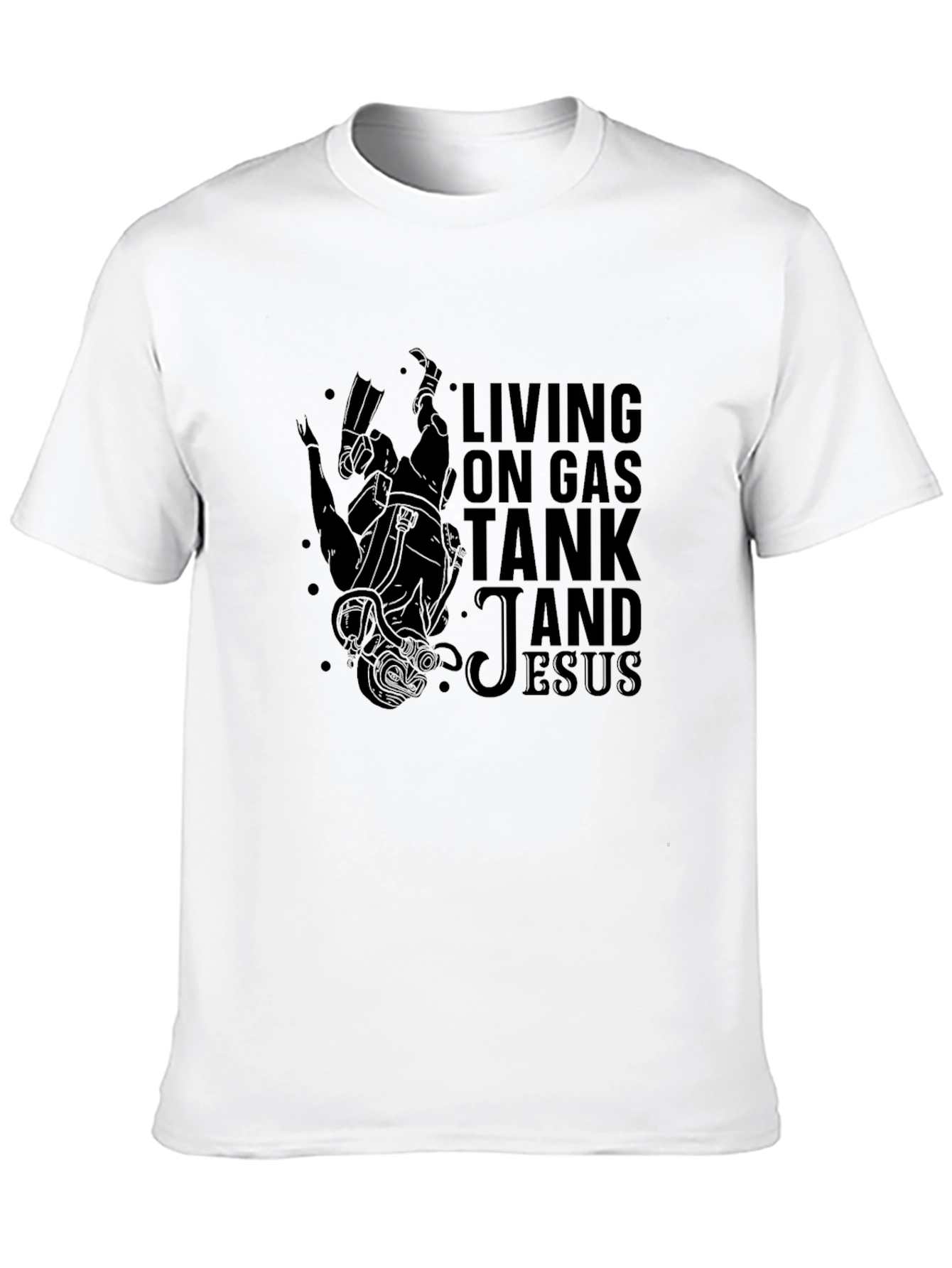 Living on Gas Tank and Jesus Black T-Shirt