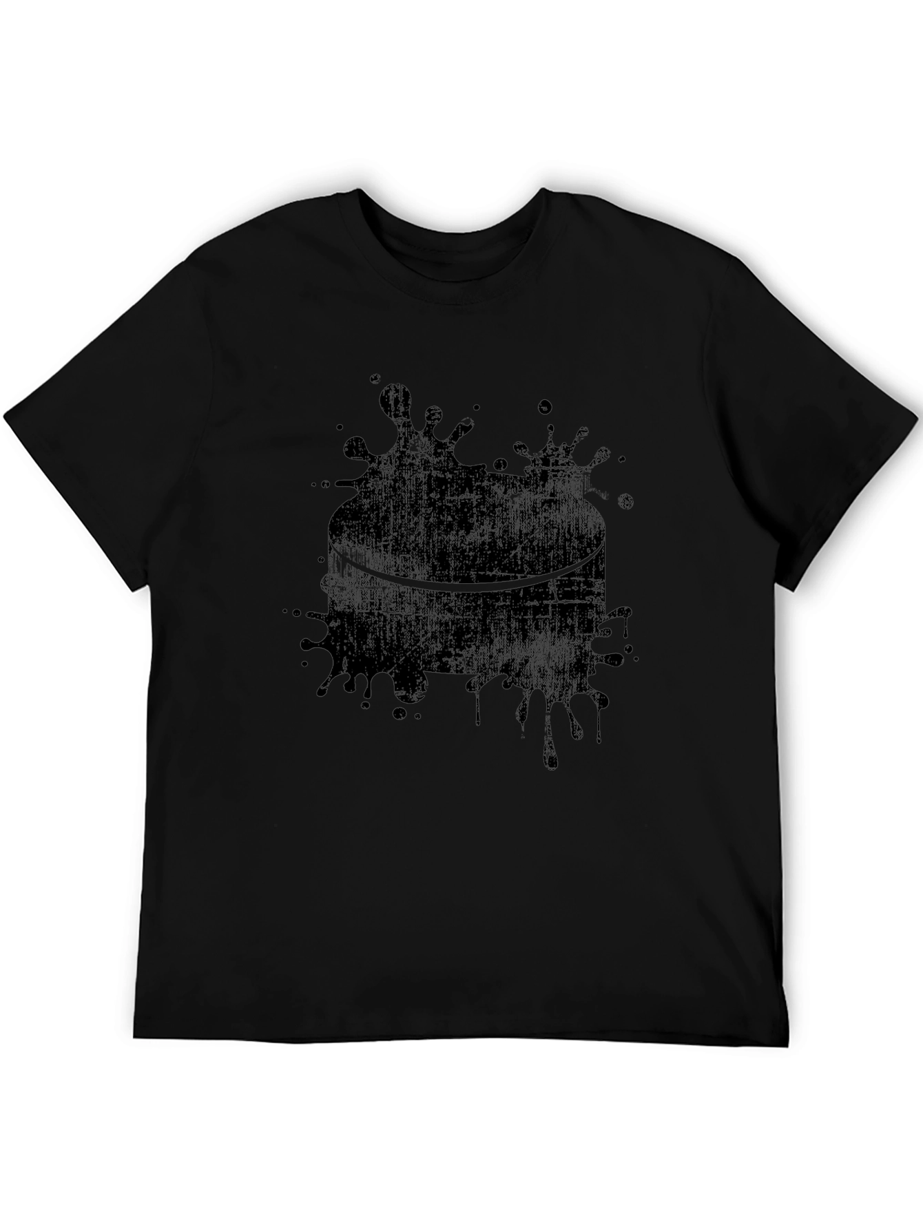 Abstract Ink Splash Graphic Black T-Shirt