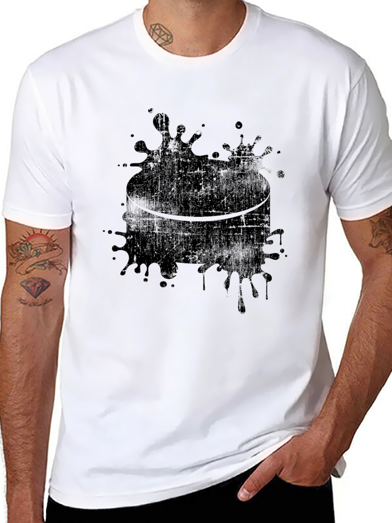 Abstract Ink Splash Graphic Black T-Shirt